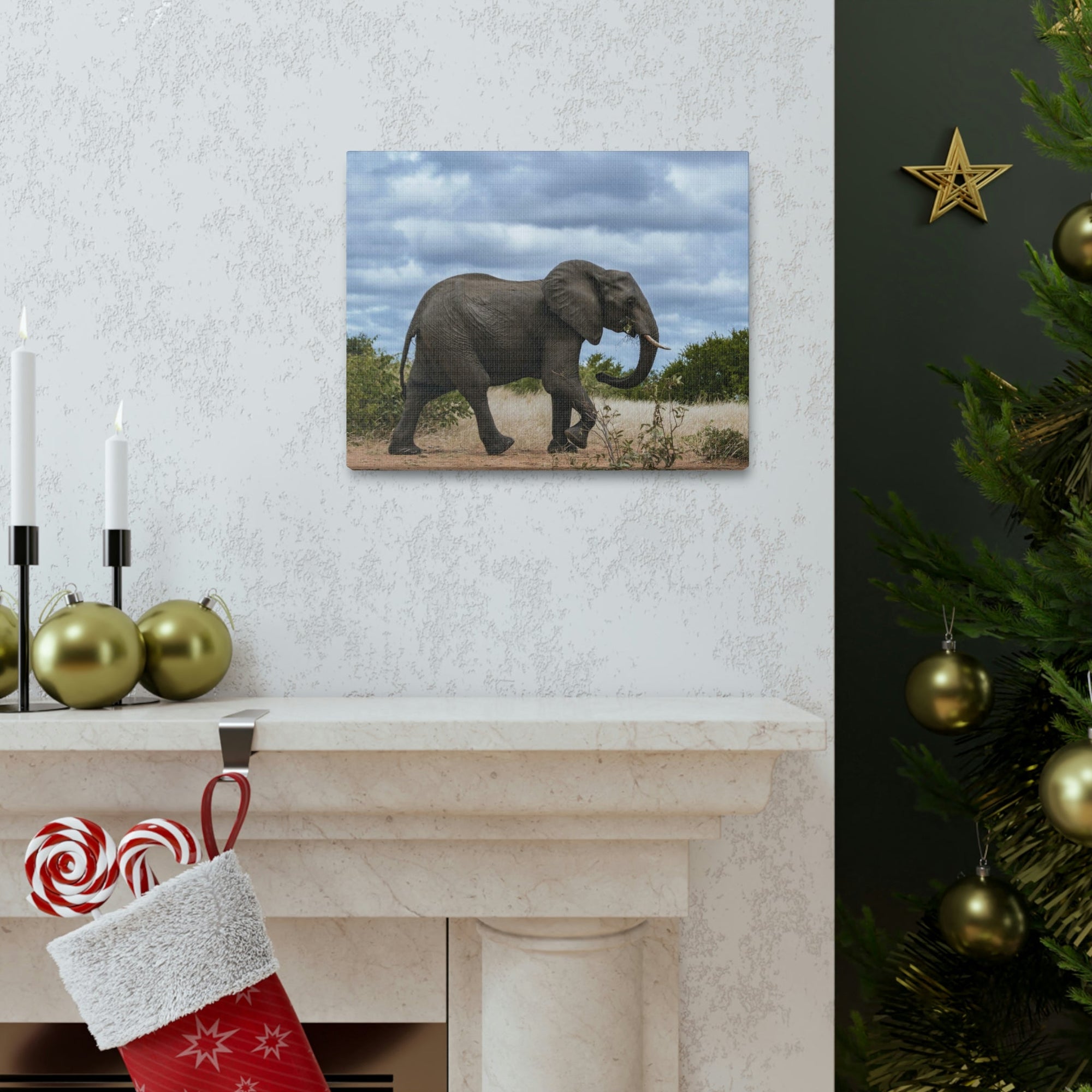 Scripture Walls Majestic African Elephant Art Majestic African Elephant Print Animal Wall Art Wildlife Canvas Prints Wall Art Ready to Hang Unframed-Express Your Love Gifts