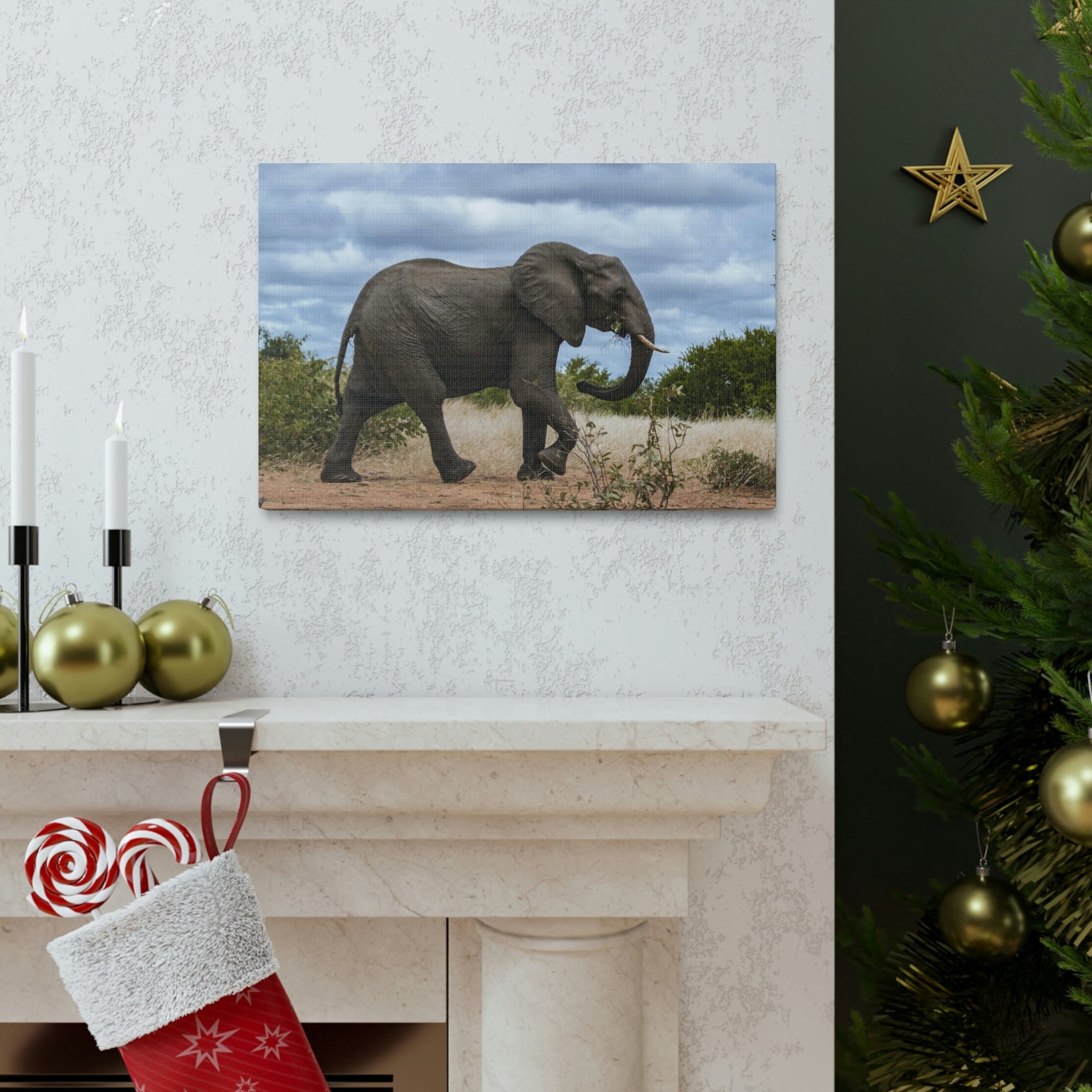 Scripture Walls Majestic African Elephant Art Majestic African Elephant Print Animal Wall Art Wildlife Canvas Prints Wall Art Ready to Hang Unframed-Express Your Love Gifts