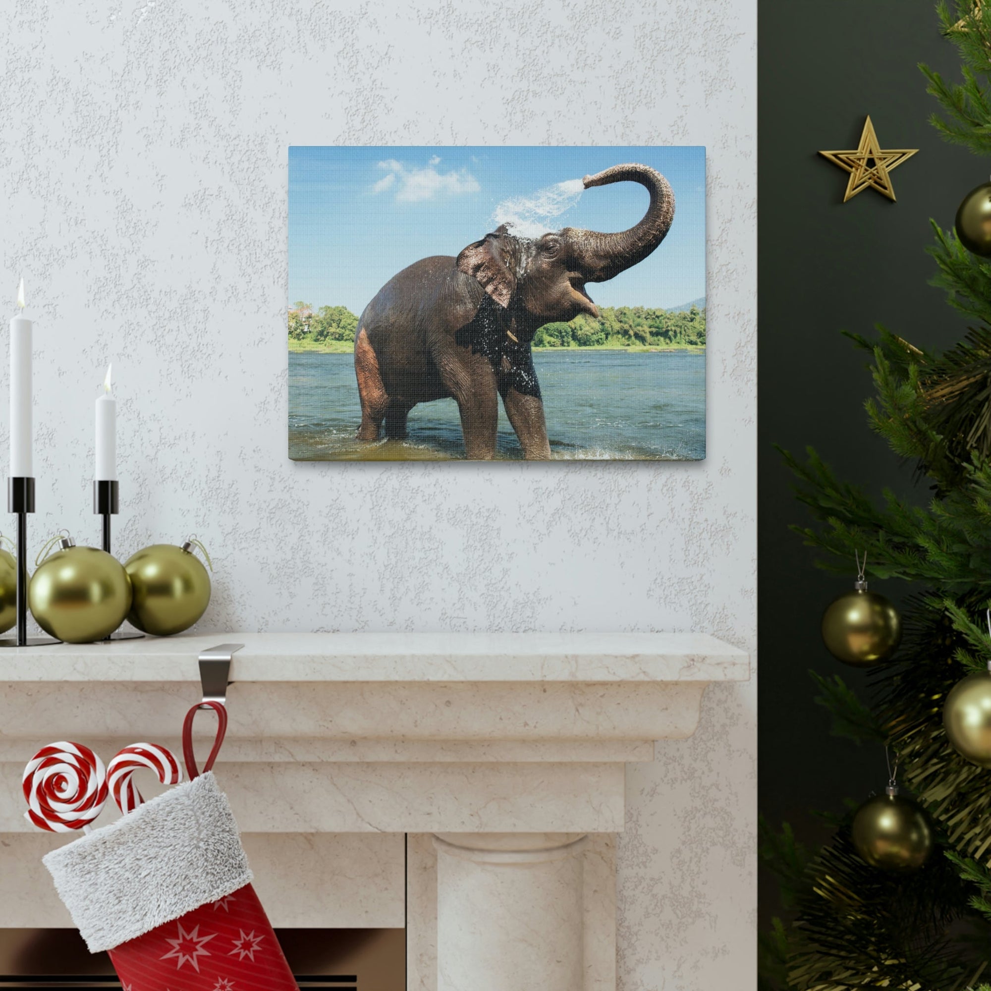 Scripture Walls Majestic Asian Elephant Art Majestic Asian Elephant Print Animal Wall Art Wildlife Canvas Prints Wall Art Ready to Hang Unframed-Express Your Love Gifts