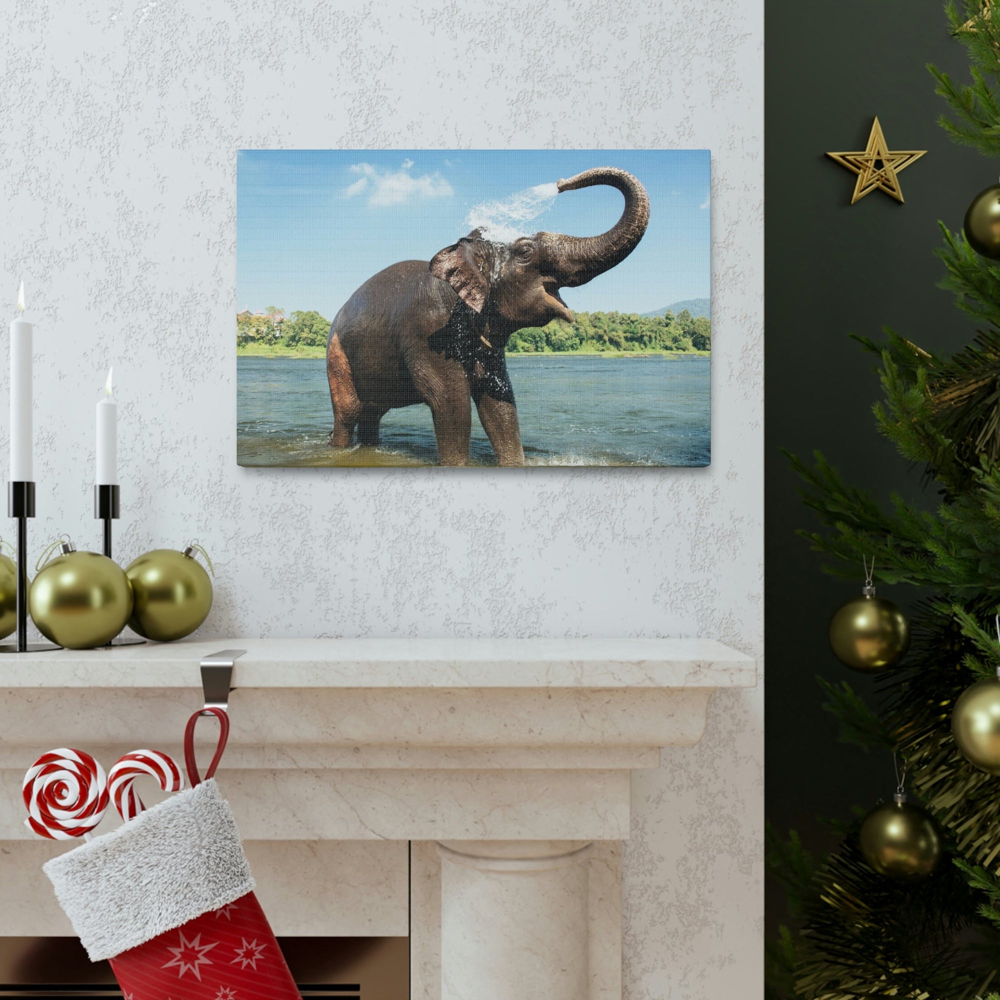 Scripture Walls Majestic Asian Elephant Art Majestic Asian Elephant Print Animal Wall Art Wildlife Canvas Prints Wall Art Ready to Hang Unframed-Express Your Love Gifts