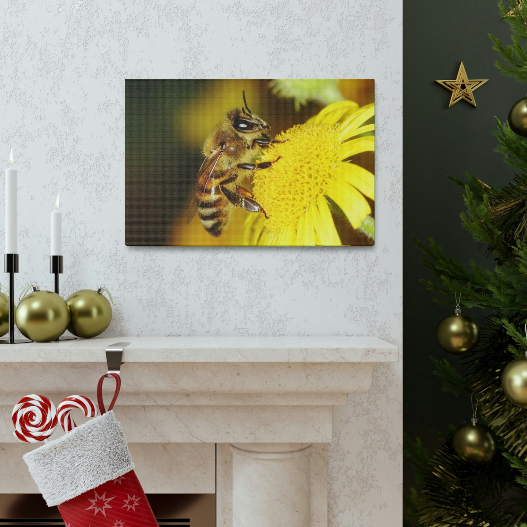 Scripture Walls Majestic Bee Art Majestic Bee Print Animal Wall Art Wildlife Canvas Prints Wall Art Ready to Hang Unframed-Express Your Love Gifts