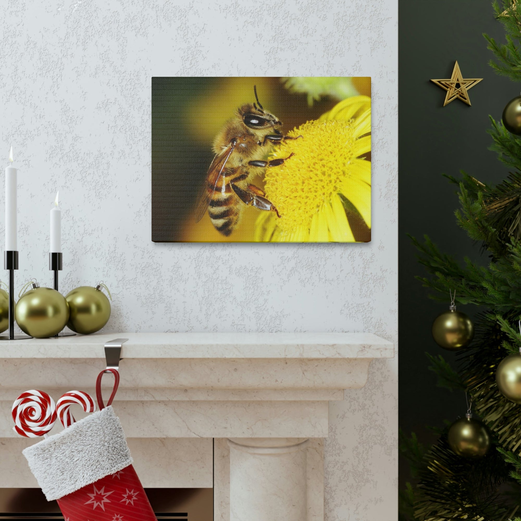 Scripture Walls Majestic Bee Art Majestic Bee Print Animal Wall Art Wildlife Canvas Prints Wall Art Ready to Hang Unframed-Express Your Love Gifts