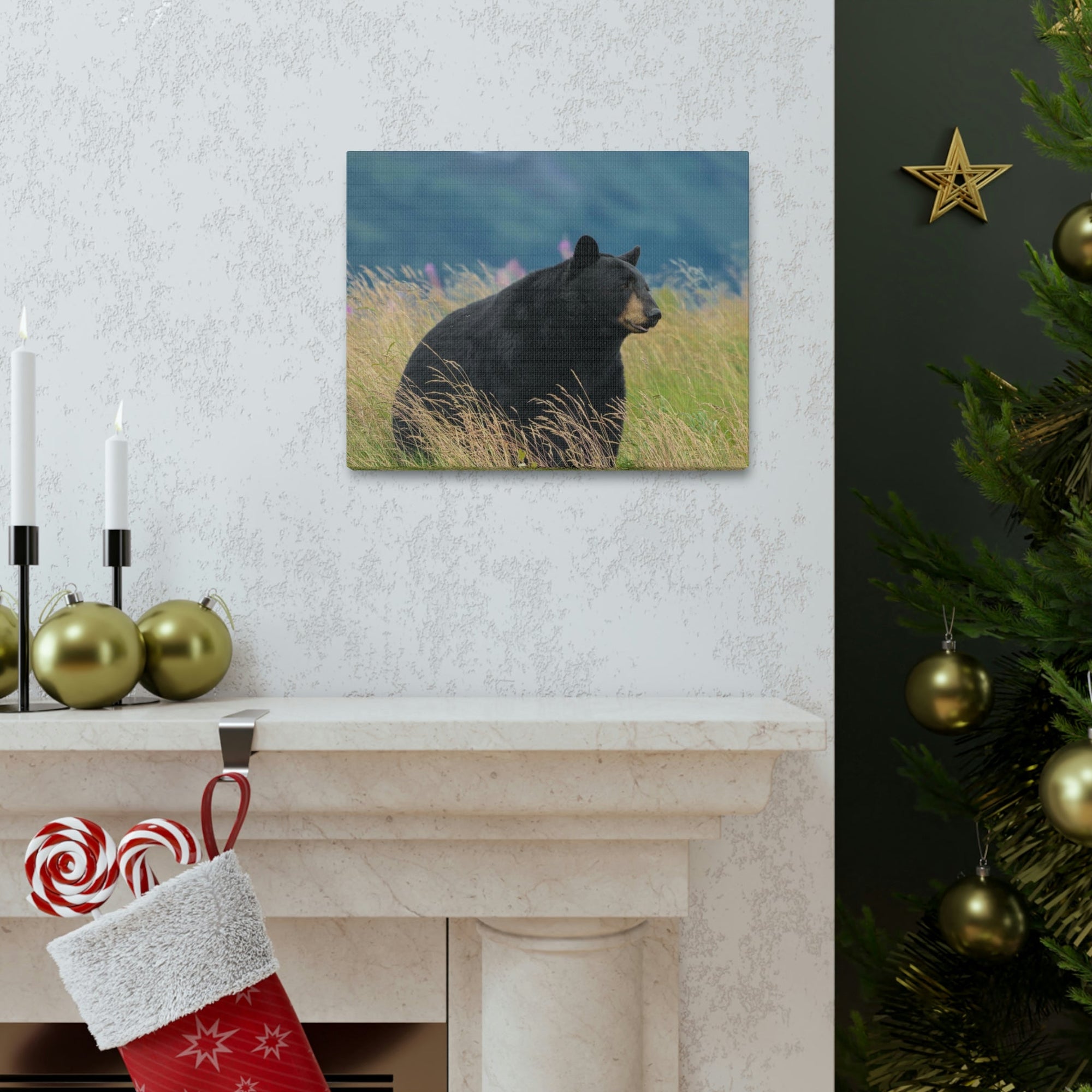 Scripture Walls Majestic Black Bear Art Majestic Black Bear Hound Print Animal Wall Art Wildlife Canvas Prints Wall Art Ready to Hang Unframed-Express Your Love Gifts