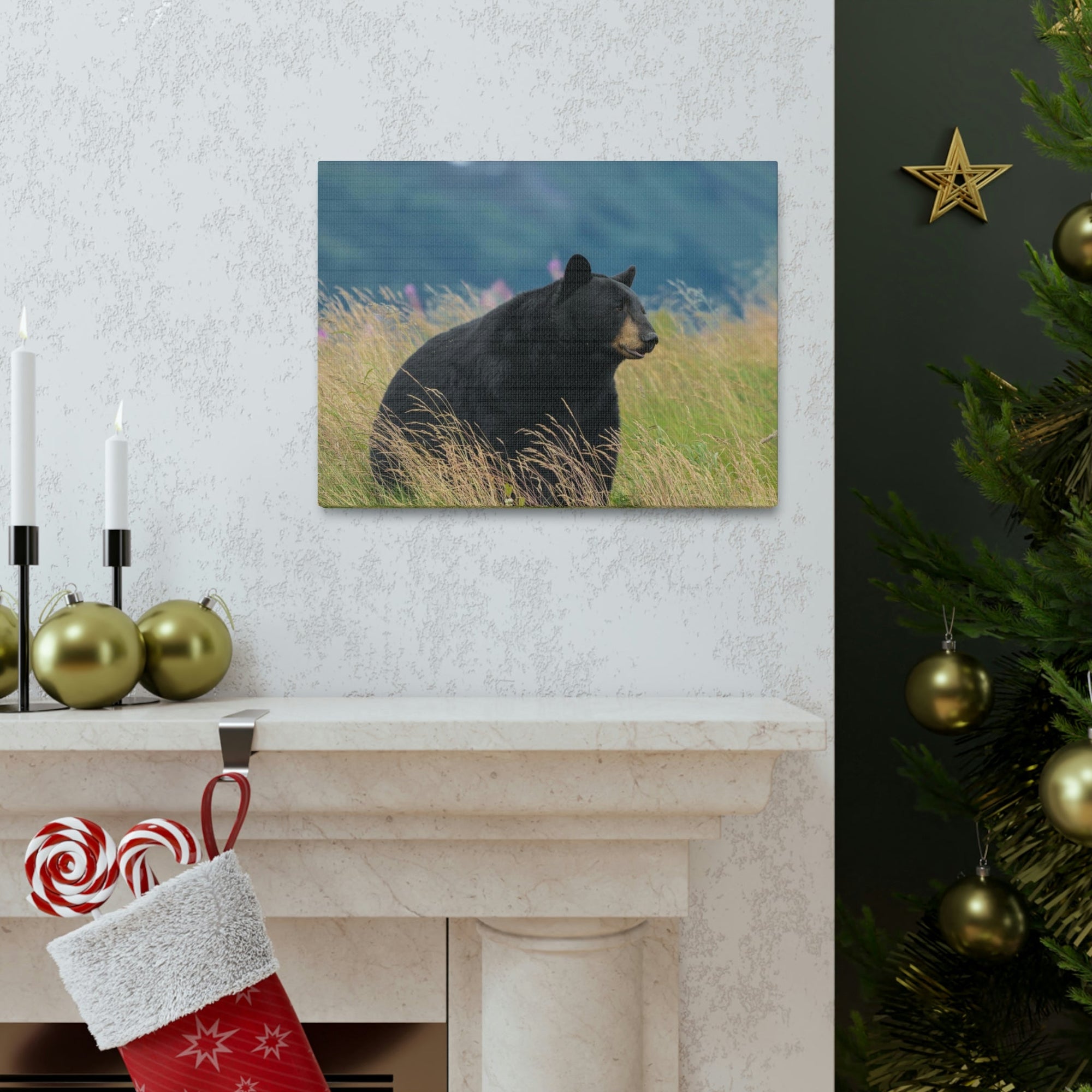 Scripture Walls Majestic Black Bear Art Majestic Black Bear Hound Print Animal Wall Art Wildlife Canvas Prints Wall Art Ready to Hang Unframed-Express Your Love Gifts