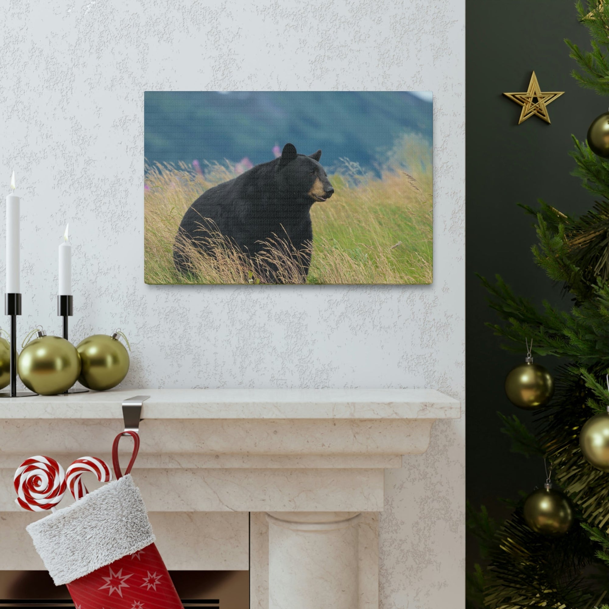 Scripture Walls Majestic Black Bear Art Majestic Black Bear Hound Print Animal Wall Art Wildlife Canvas Prints Wall Art Ready to Hang Unframed-Express Your Love Gifts