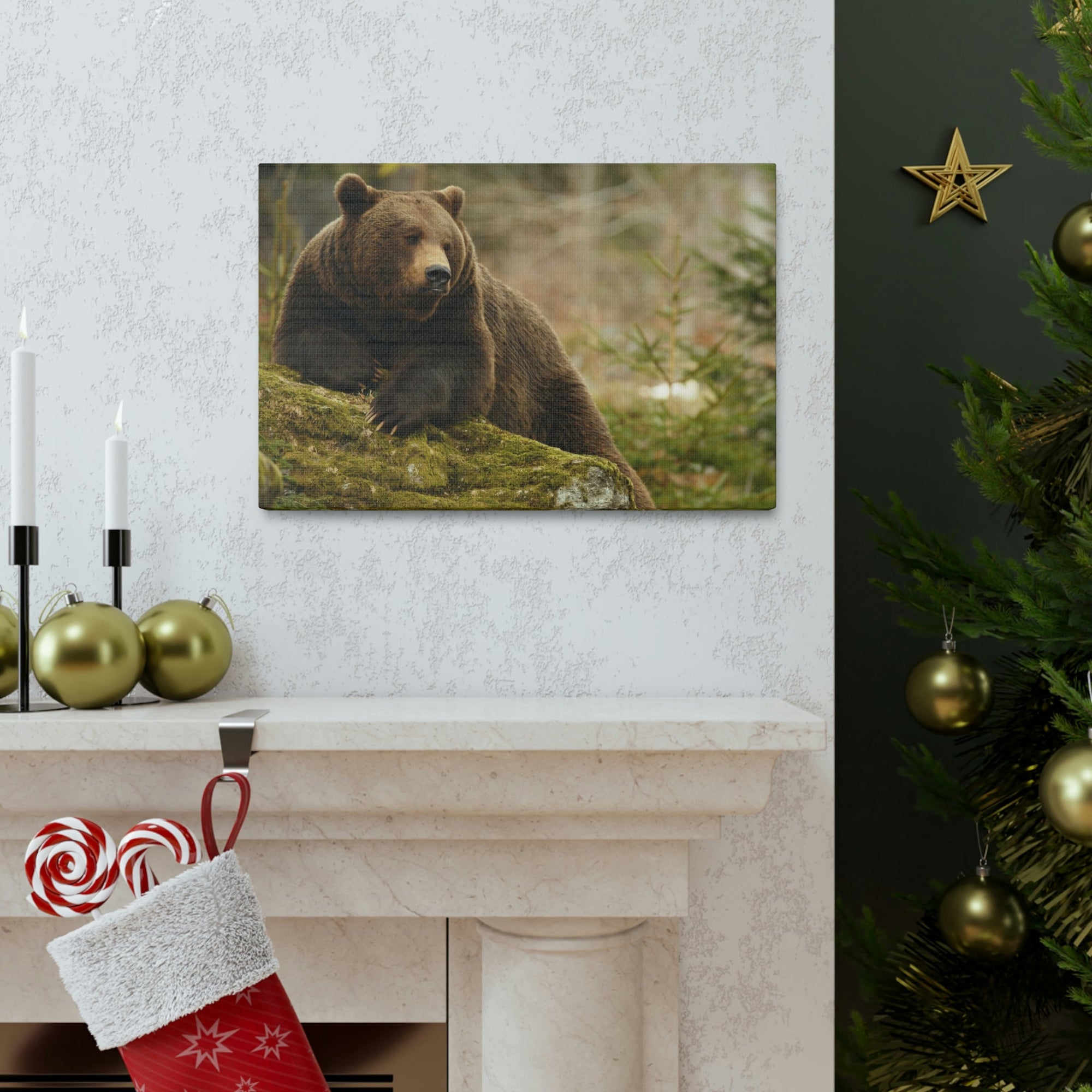 Scripture Walls Majestic Brown Bear Art Majestic Brown Bear Print Animal Wall Art Wildlife Canvas Prints Wall Art Ready to Hang Unframed-Express Your Love Gifts