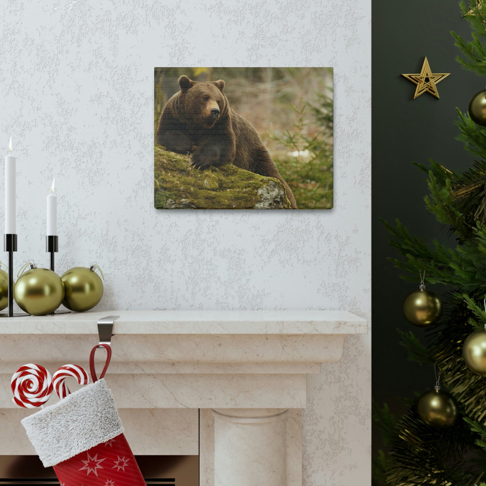 Scripture Walls Majestic Brown Bear Art Majestic Brown Bear Print Animal Wall Art Wildlife Canvas Prints Wall Art Ready to Hang Unframed-Express Your Love Gifts