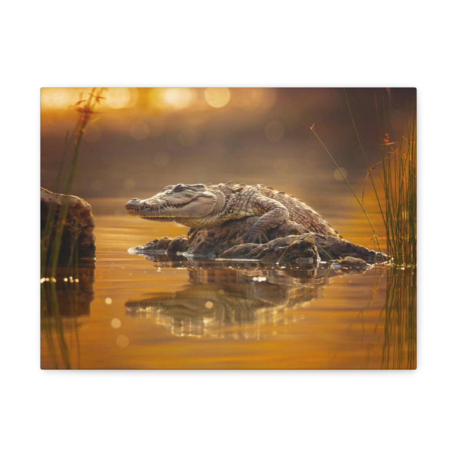 Scripture Walls Majestic Crocodile Art Majestic Crocodile Print Animal Wall Art Wildlife Canvas Prints Wall Art Ready to Hang Unframed-Express Your Love Gifts