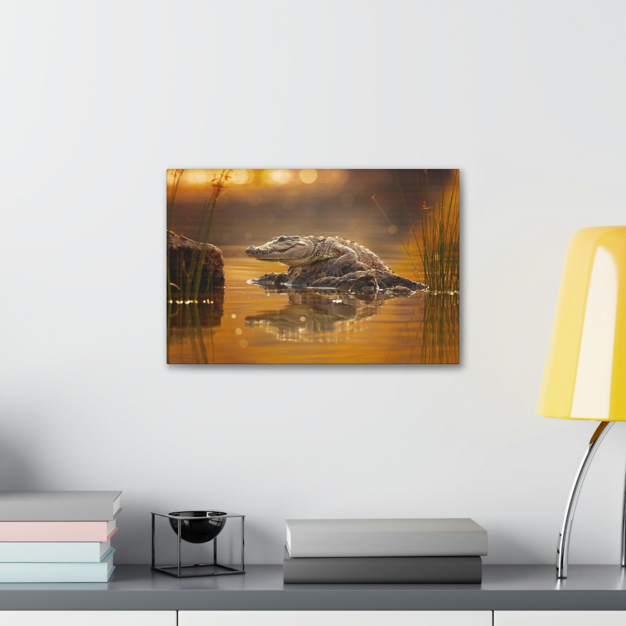 Scripture Walls Majestic Crocodile Art Majestic Crocodile Print Animal Wall Art Wildlife Canvas Prints Wall Art Ready to Hang Unframed-Express Your Love Gifts