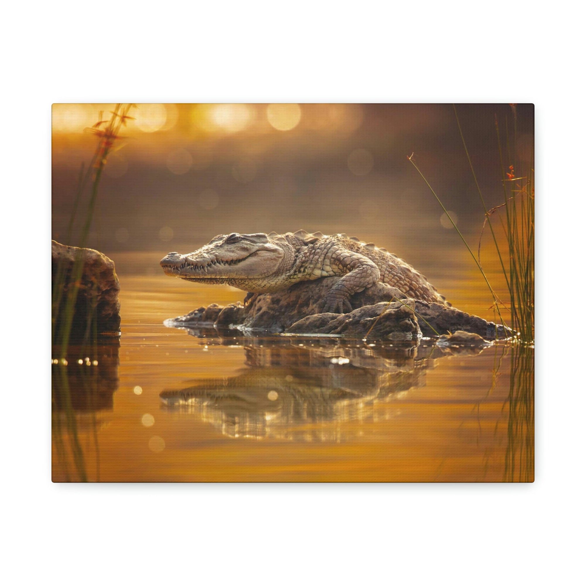 Scripture Walls Majestic Crocodile Art Majestic Crocodile Print Animal Wall Art Wildlife Canvas Prints Wall Art Ready to Hang Unframed-Express Your Love Gifts