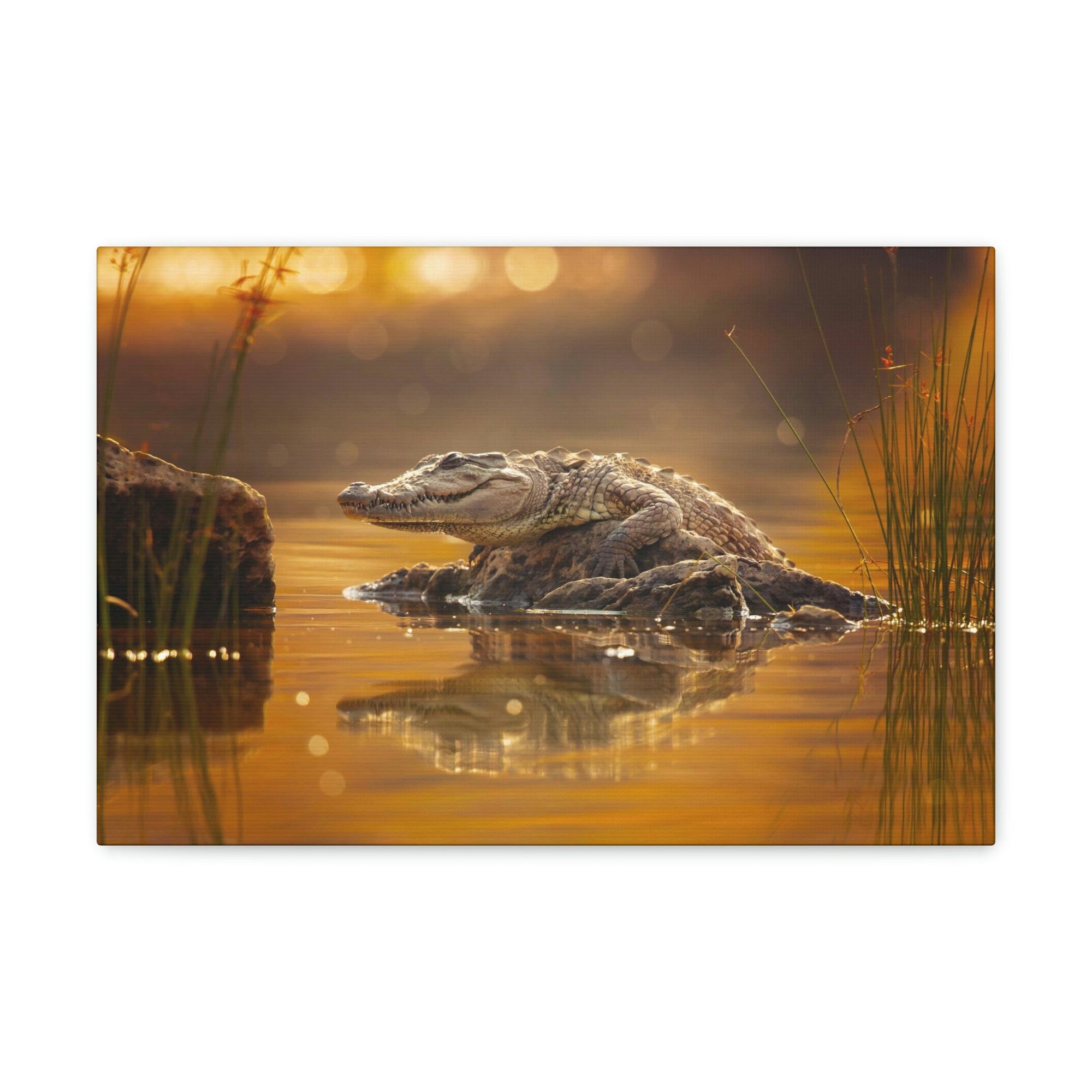 Scripture Walls Majestic Crocodile Art Majestic Crocodile Print Animal Wall Art Wildlife Canvas Prints Wall Art Ready to Hang Unframed-Express Your Love Gifts