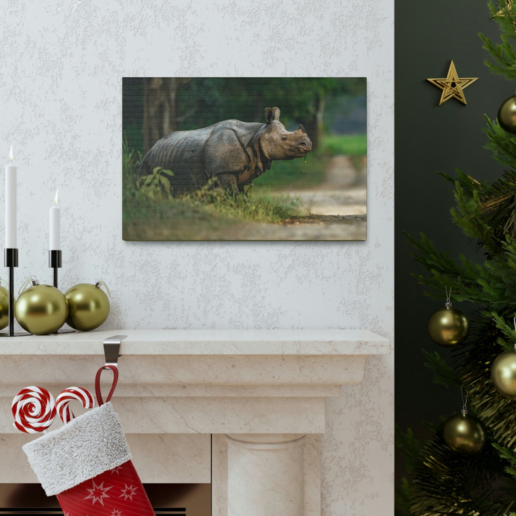 Scripture Walls Majestic Rhino Art Majestic Rhino Print Animal Wall Art Wildlife Canvas Prints Wall Art Ready to Hang Unframed-Express Your Love Gifts