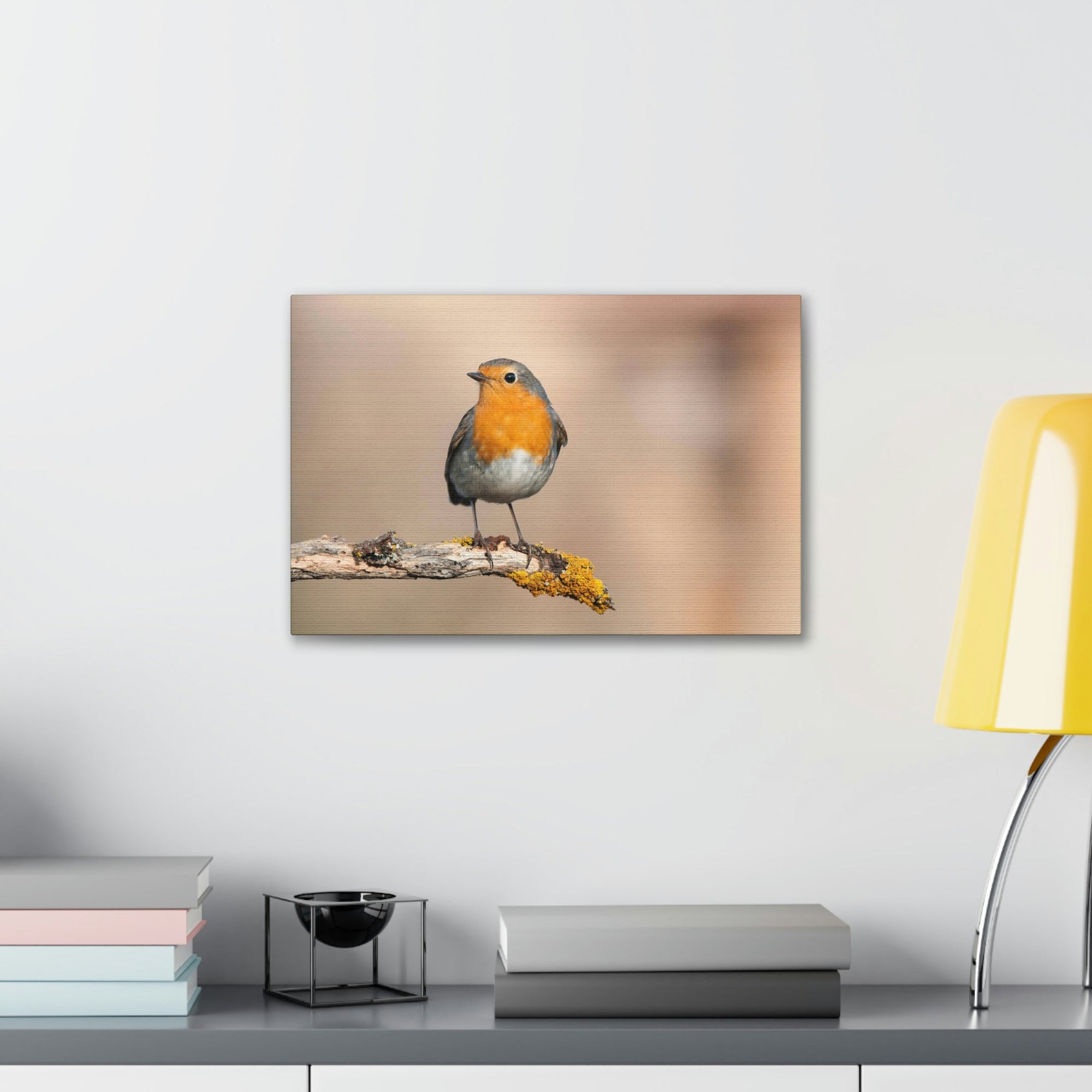 Scripture Walls Majestic Robin Art Majestic Robin Satanding on a Branch Print Animal Wall Art Wildlife Canvas Prints Wall Art Ready to Hang Unframed-Express Your Love Gifts