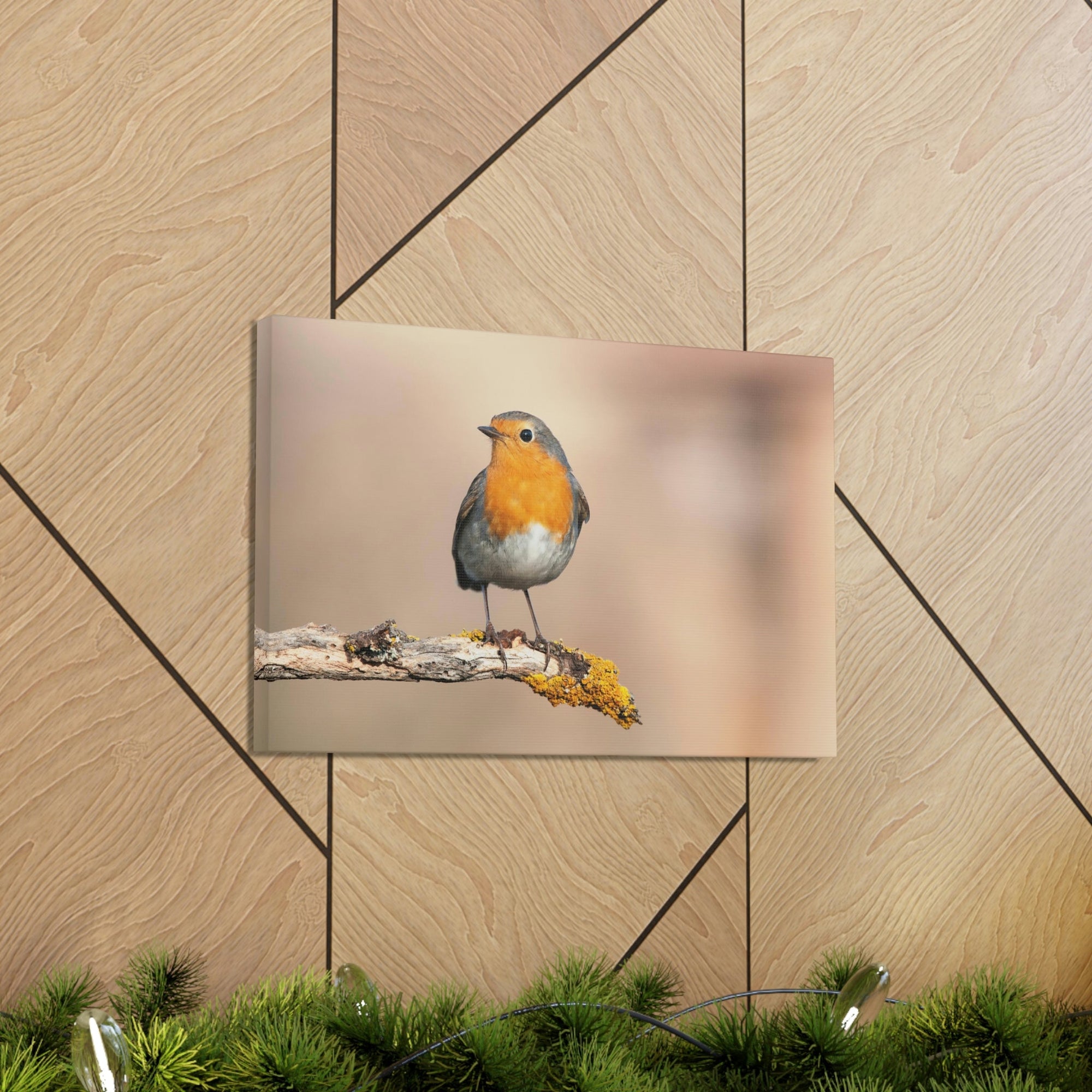 Scripture Walls Majestic Robin Art Majestic Robin Satanding on a Branch Print Animal Wall Art Wildlife Canvas Prints Wall Art Ready to Hang Unframed-Express Your Love Gifts