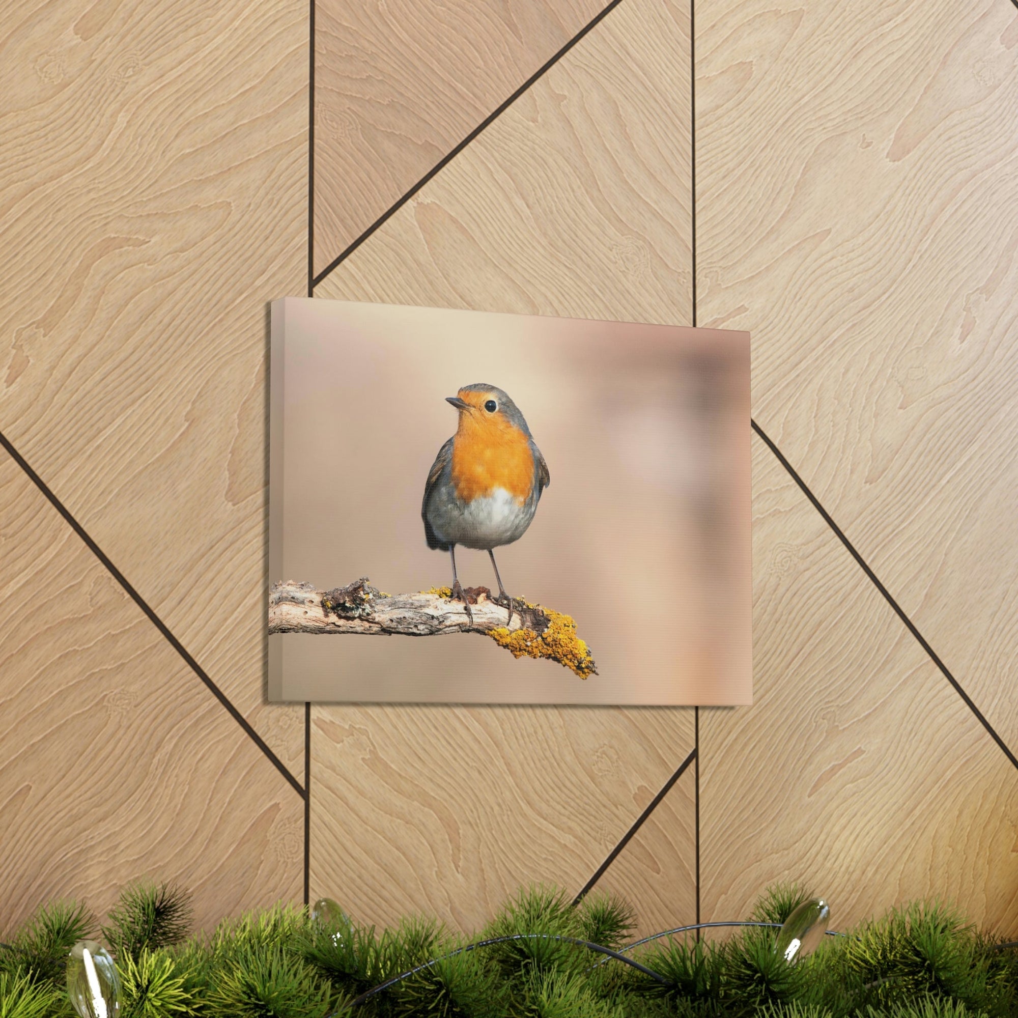 Scripture Walls Majestic Robin Art Majestic Robin Satanding on a Branch Print Animal Wall Art Wildlife Canvas Prints Wall Art Ready to Hang Unframed-Express Your Love Gifts