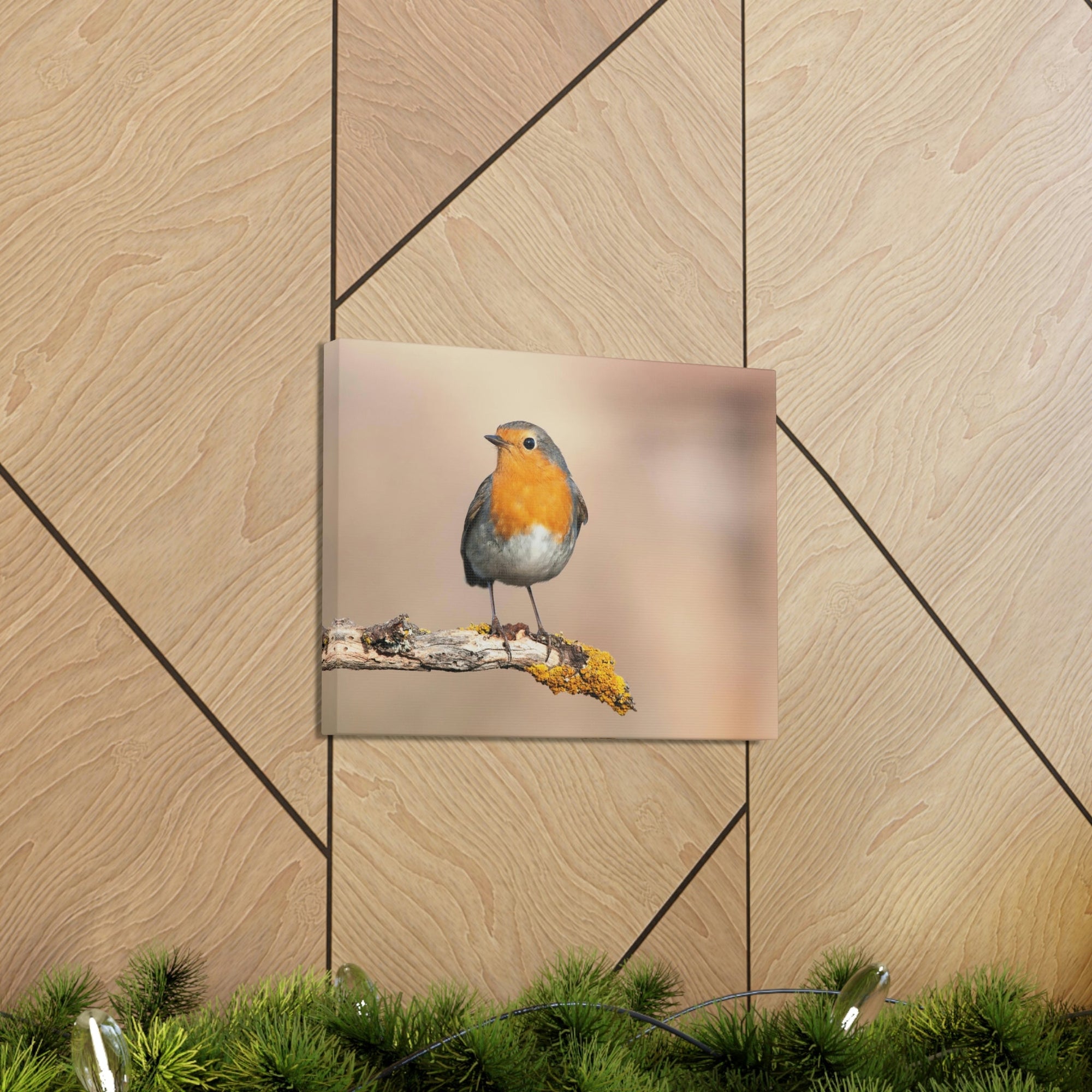 Scripture Walls Majestic Robin Art Majestic Robin Satanding on a Branch Print Animal Wall Art Wildlife Canvas Prints Wall Art Ready to Hang Unframed-Express Your Love Gifts