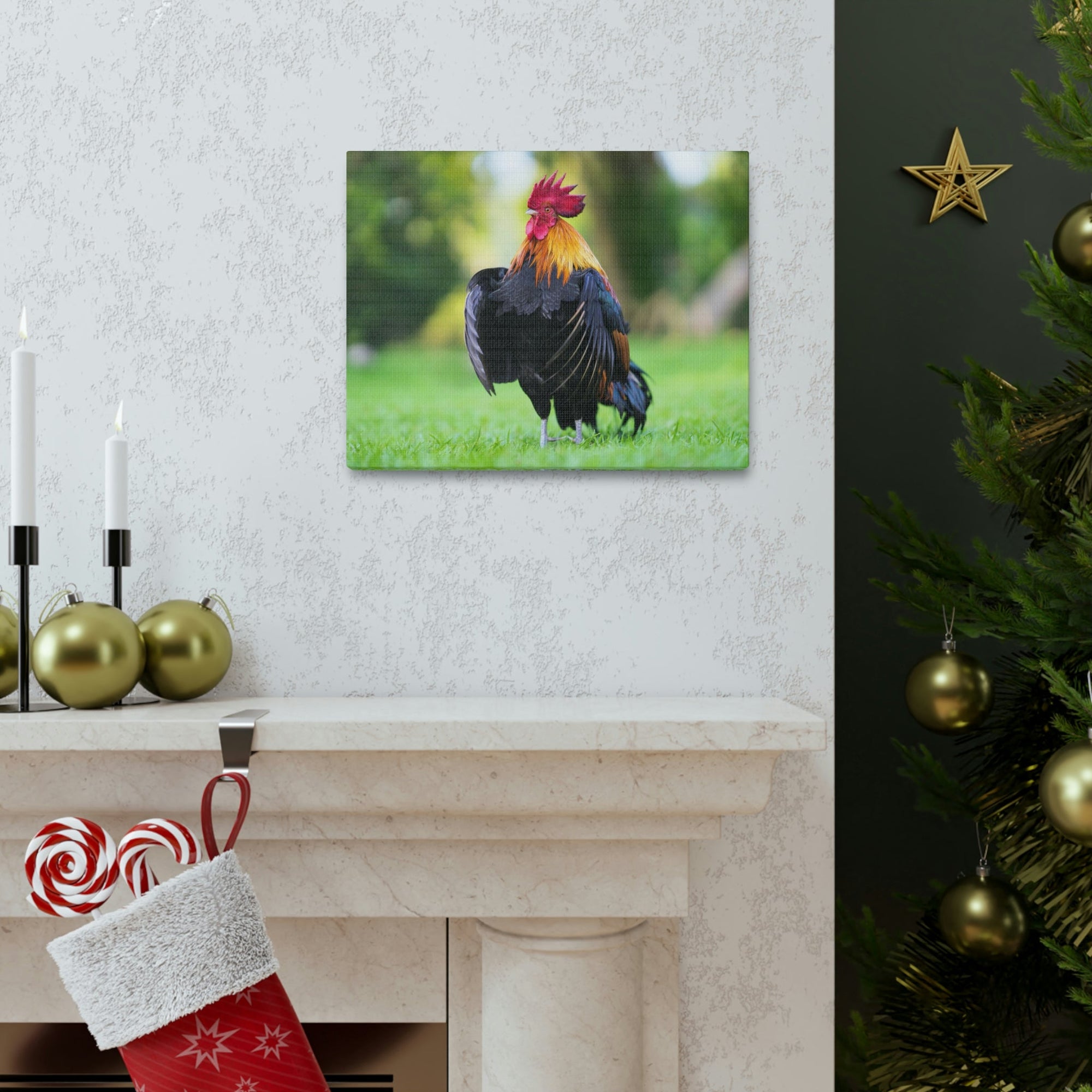 Scripture Walls Majestic Rooster Art Majestic Rooster Print Animal Wall Art Wildlife Canvas Prints Wall Art Ready to Hang Unframed-Express Your Love Gifts