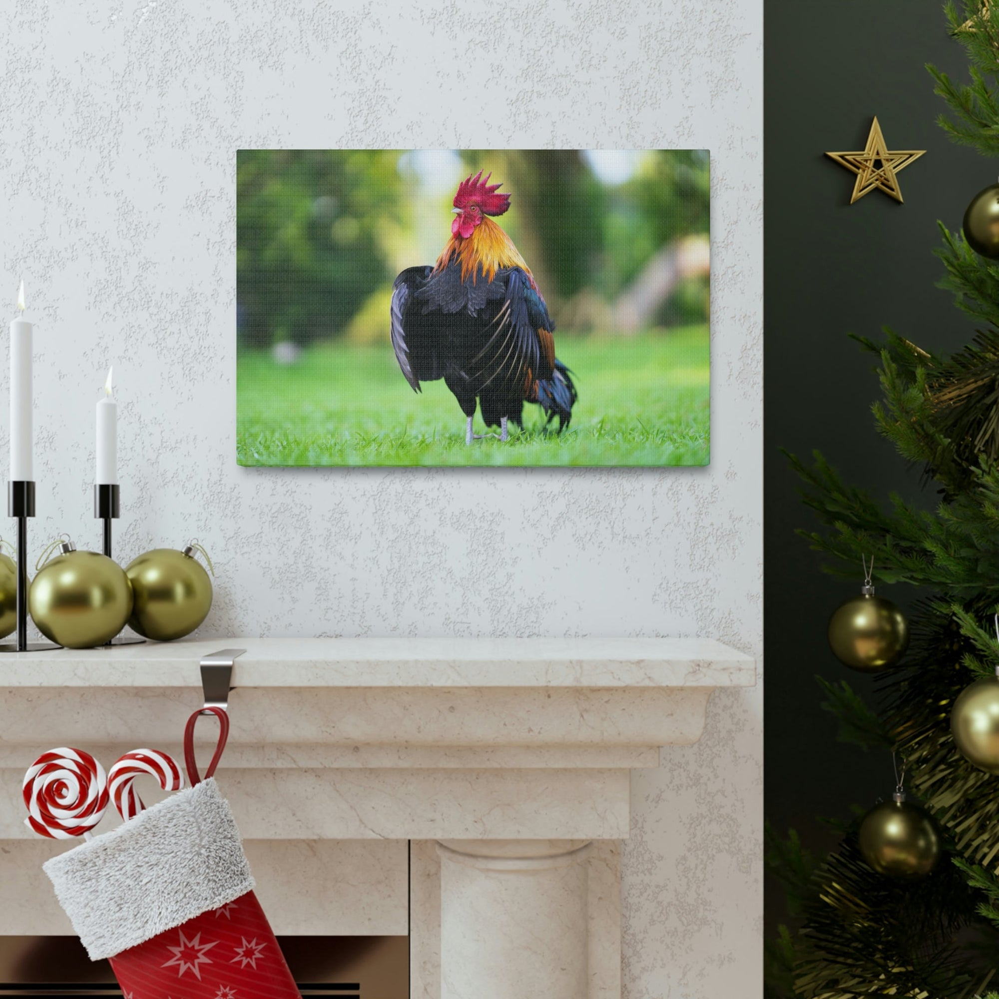 Scripture Walls Majestic Rooster Art Majestic Rooster Print Animal Wall Art Wildlife Canvas Prints Wall Art Ready to Hang Unframed-Express Your Love Gifts