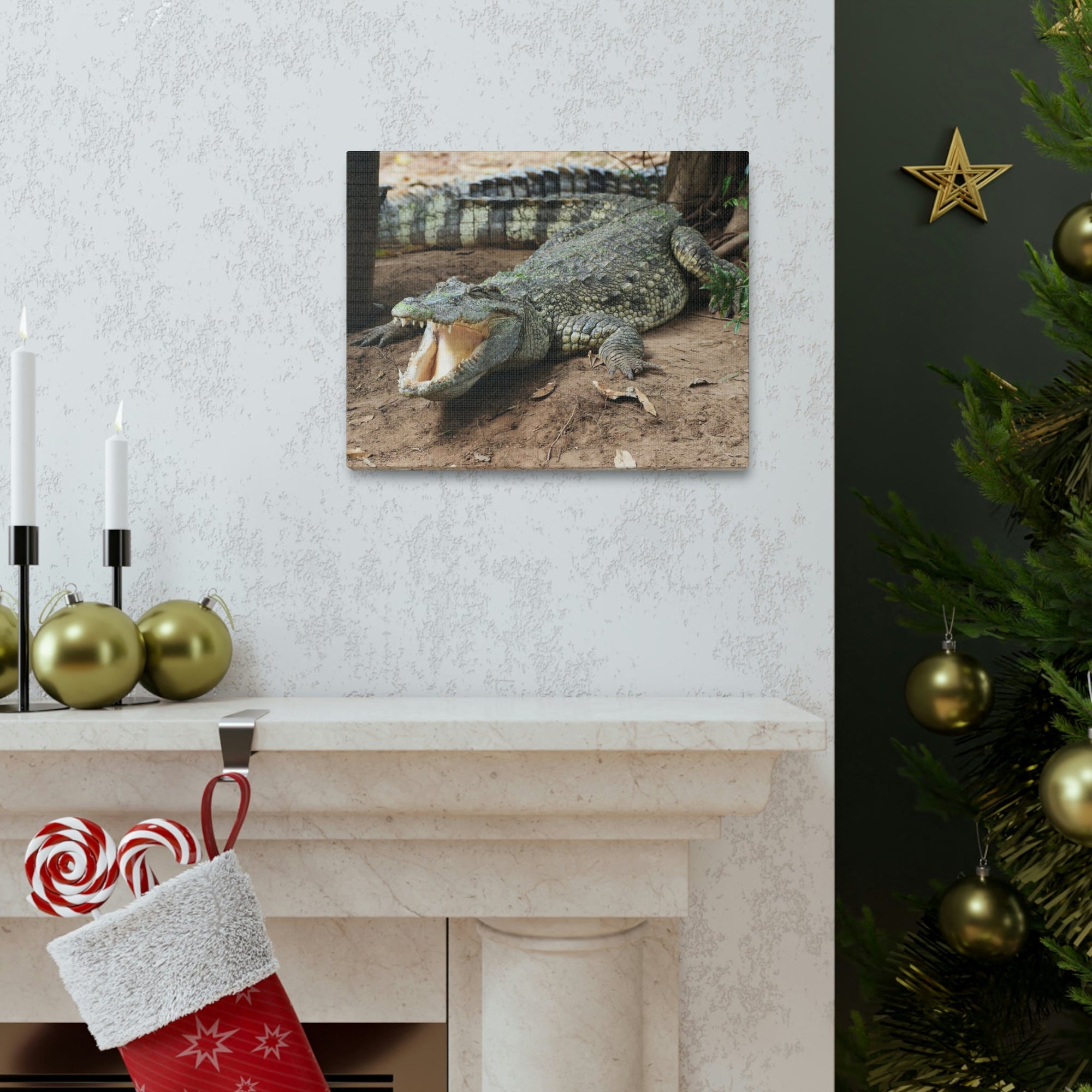 Scripture Walls Majestic Salt Water Alligator Art Majestic Salt Water Alligator Print Animal Wall Art Wildlife Canvas Prints Wall Art Ready to Hang Unframed-Express Your Love Gifts