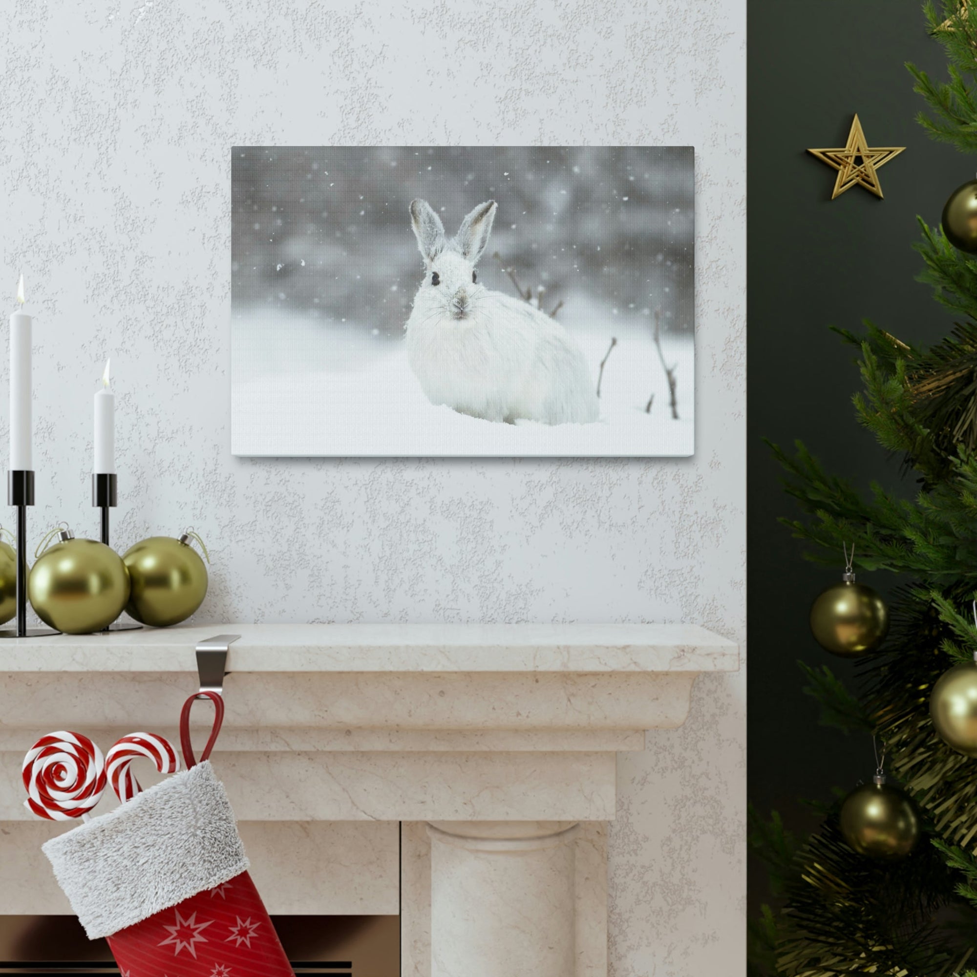 Scripture Walls Majestic Snow Hare Art Majestic Snow Hare Print Animal Wall Art Wildlife Canvas Prints Wall Art Ready to Hang Unframed-Express Your Love Gifts