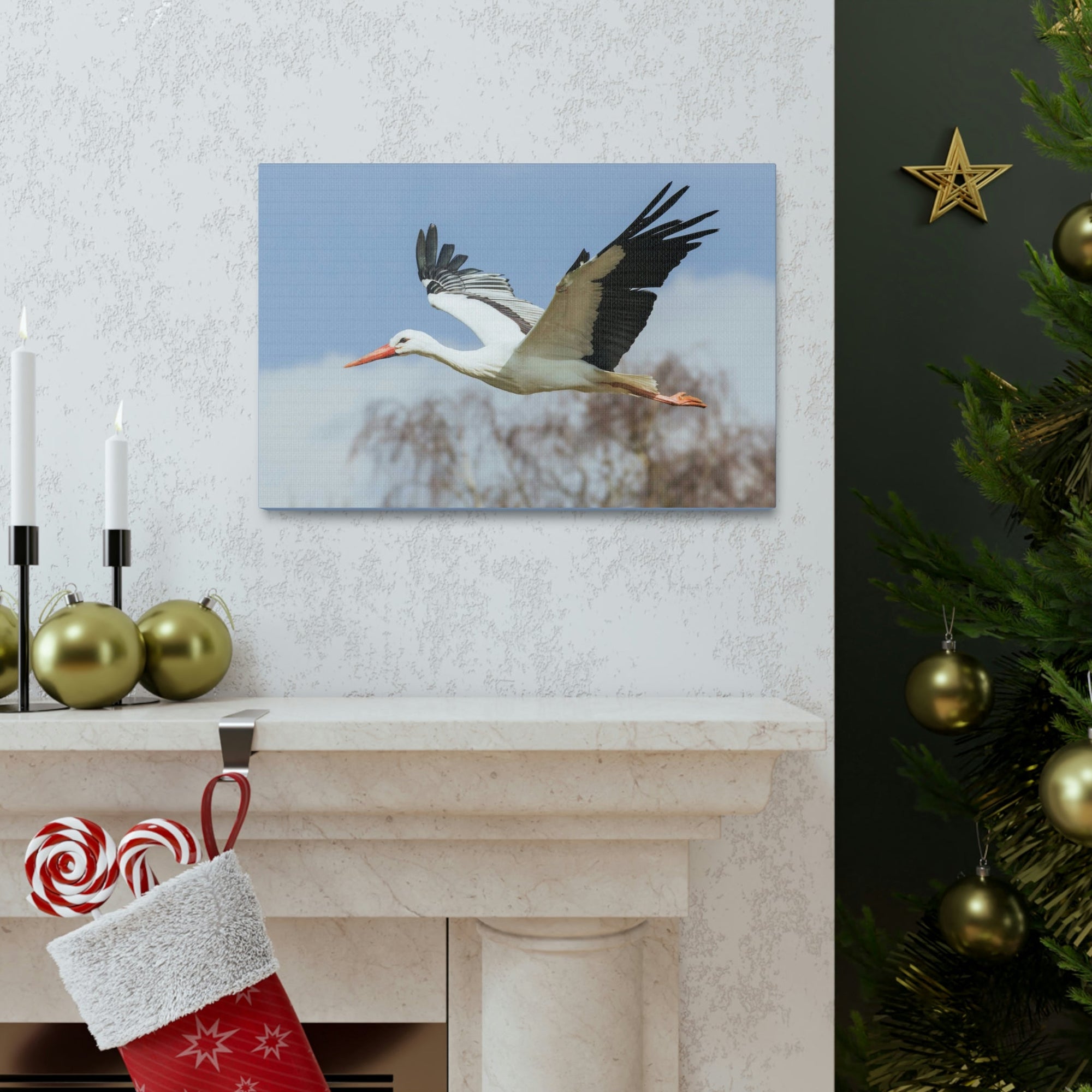 Scripture Walls Majestic Stork Art Majestic Stork Print Animal Wall Art Wildlife Canvas Prints Wall Art Ready to Hang Unframed-Express Your Love Gifts