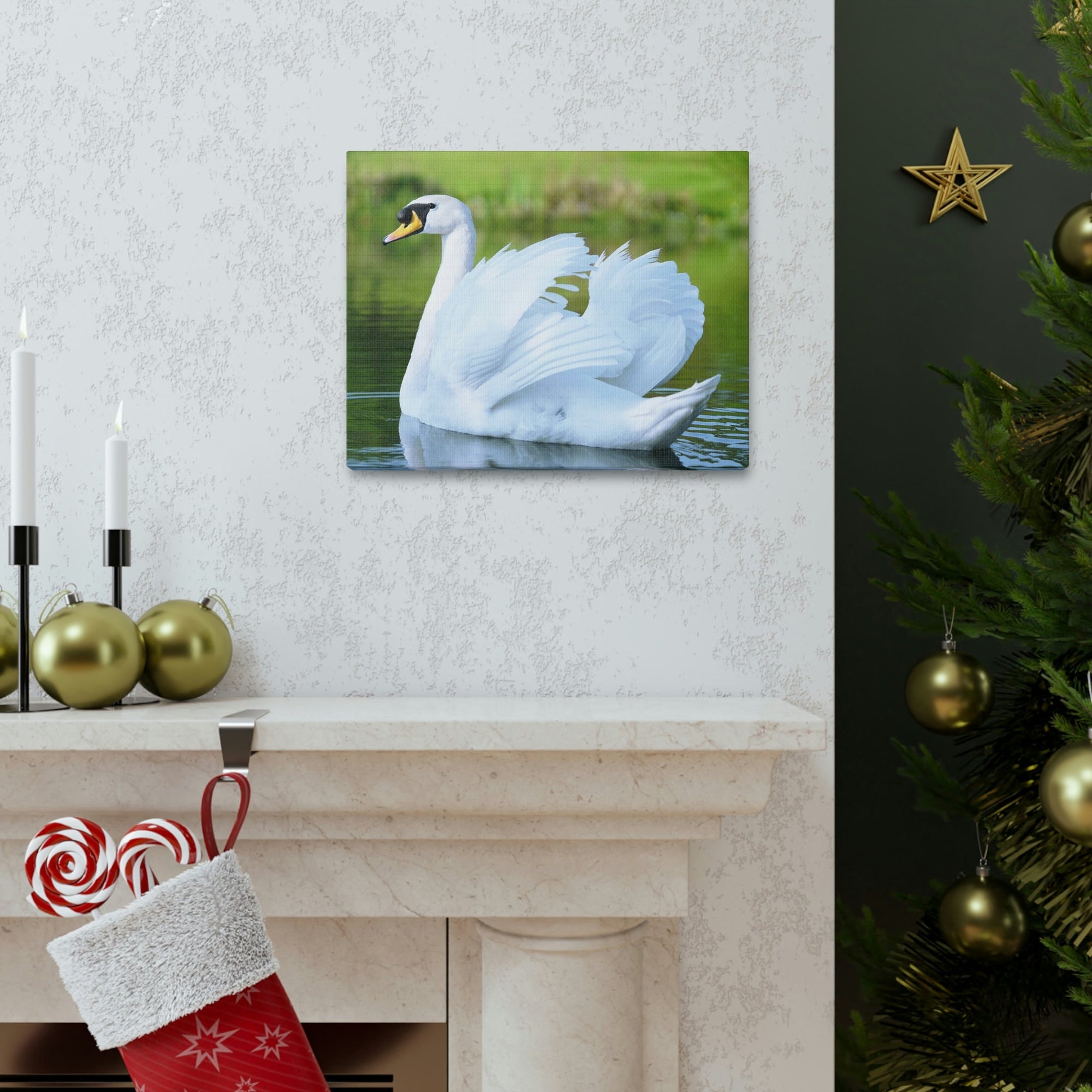 Scripture Walls Majestic Swan Art Majestic Swan Print Animal Wall Art Wildlife Canvas Prints Wall Art Ready to Hang Unframed-Express Your Love Gifts