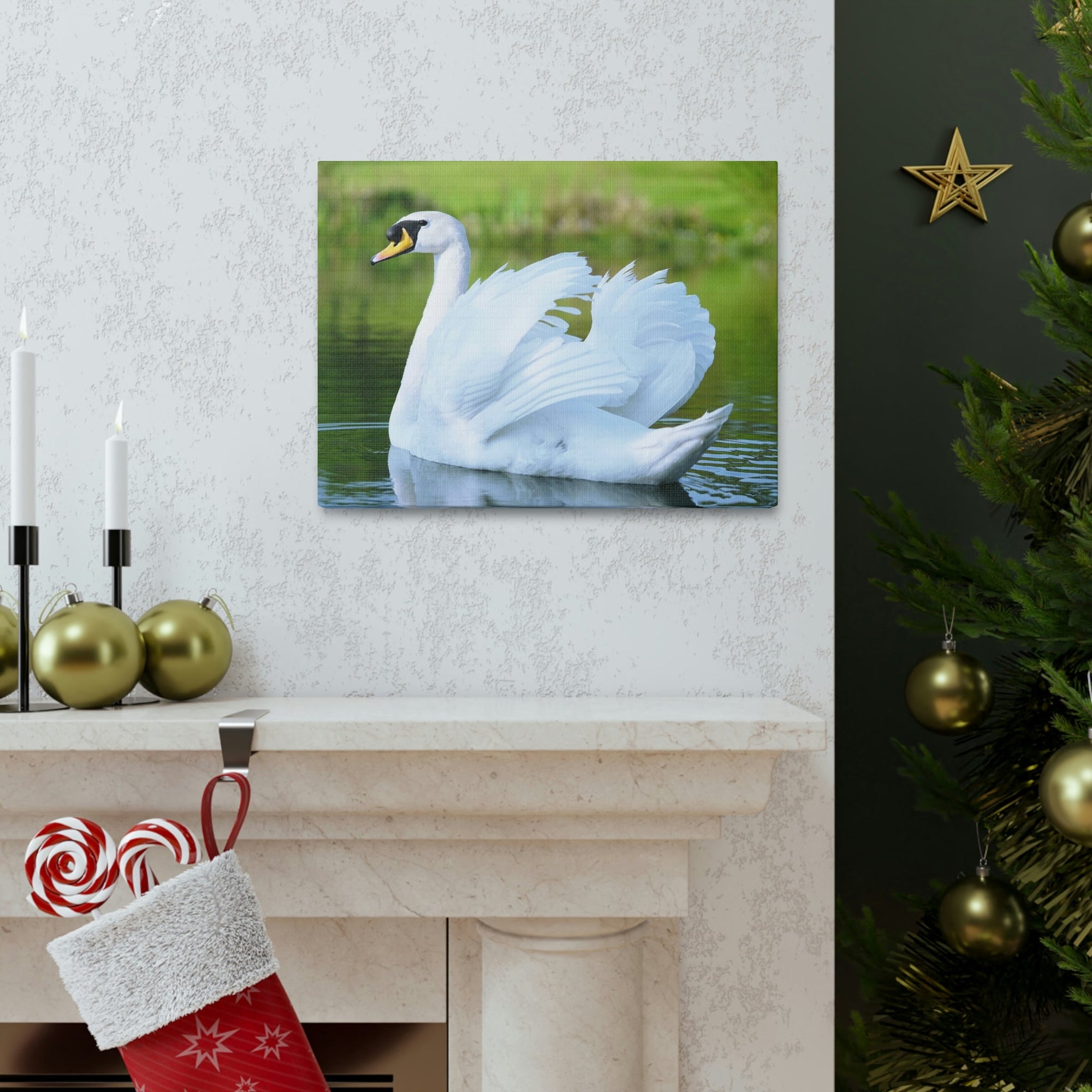 Scripture Walls Majestic Swan Art Majestic Swan Print Animal Wall Art Wildlife Canvas Prints Wall Art Ready to Hang Unframed-Express Your Love Gifts