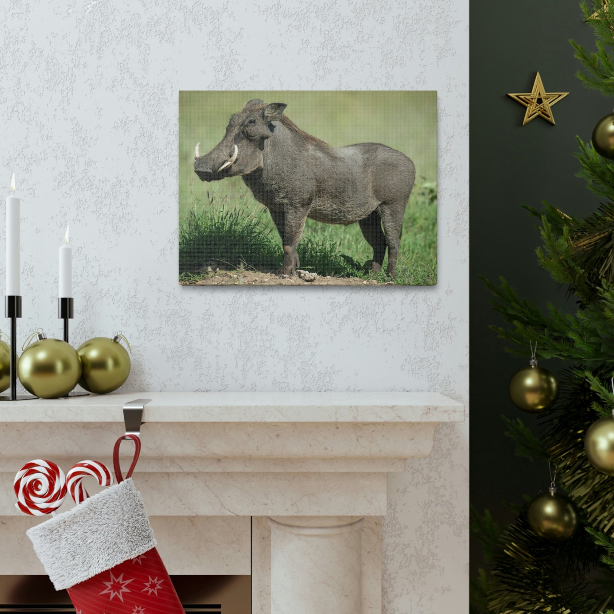 Scripture Walls Majestic Warthog Art Majestic Warthog Print Animal Wall Art Wildlife Canvas Prints Wall Art Ready to Hang Unframed-Express Your Love Gifts