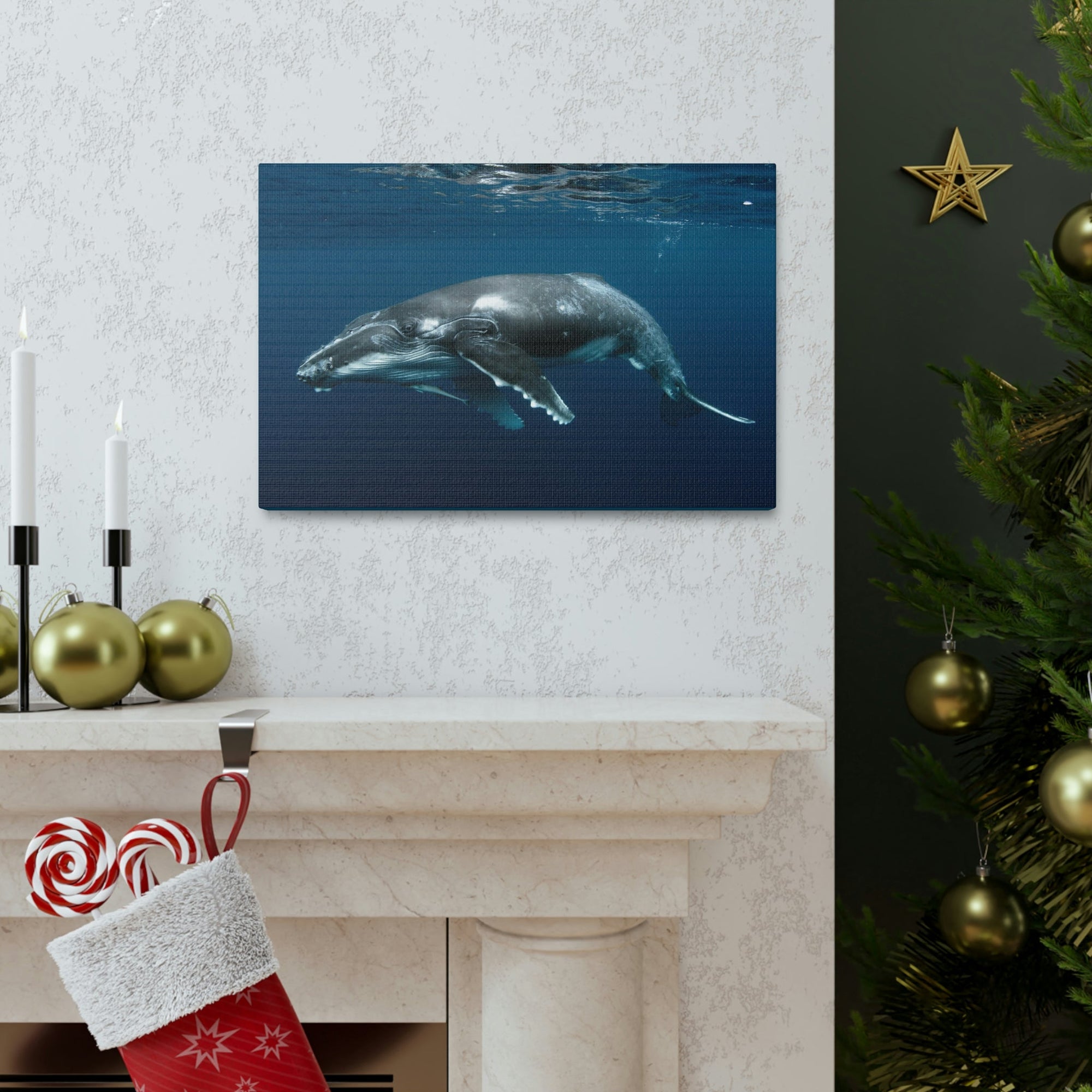 Scripture Walls Majestic Whale Art Majestic Whale Print Animal Wall Art Wildlife Canvas Prints Wall Art Ready to Hang Unframed-Express Your Love Gifts