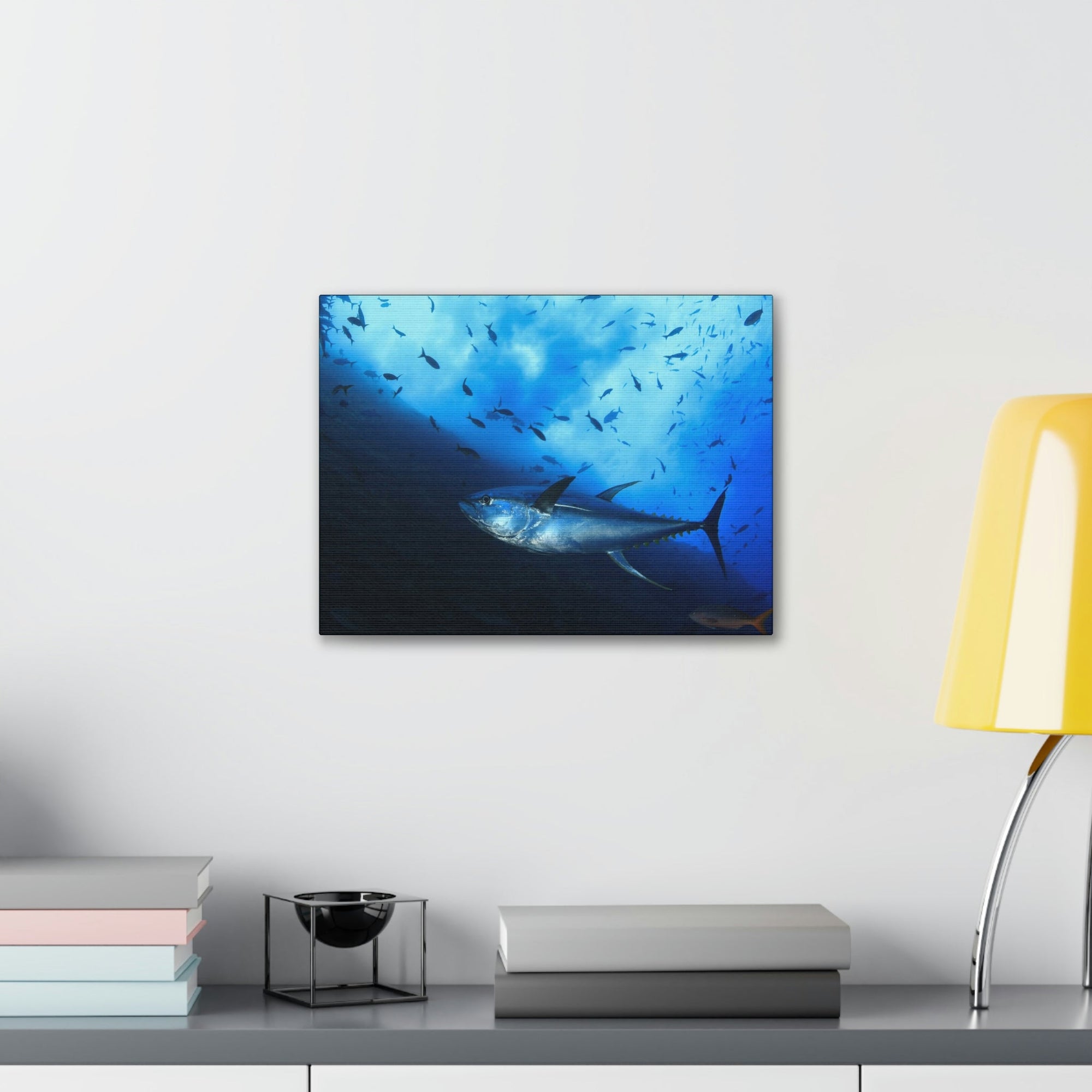 Scripture Walls Majestic Yellow Finned Tuna With Others in the Background Print Animal Wall Art Wildlife Canvas Prints Wall Art Ready to Hang Unframed-Express Your Love Gifts