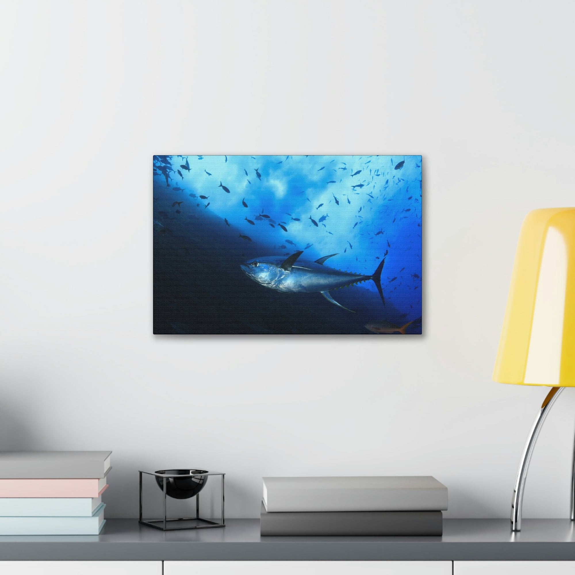 Scripture Walls Majestic Yellow Finned Tuna With Others in the Background Print Animal Wall Art Wildlife Canvas Prints Wall Art Ready to Hang Unframed-Express Your Love Gifts