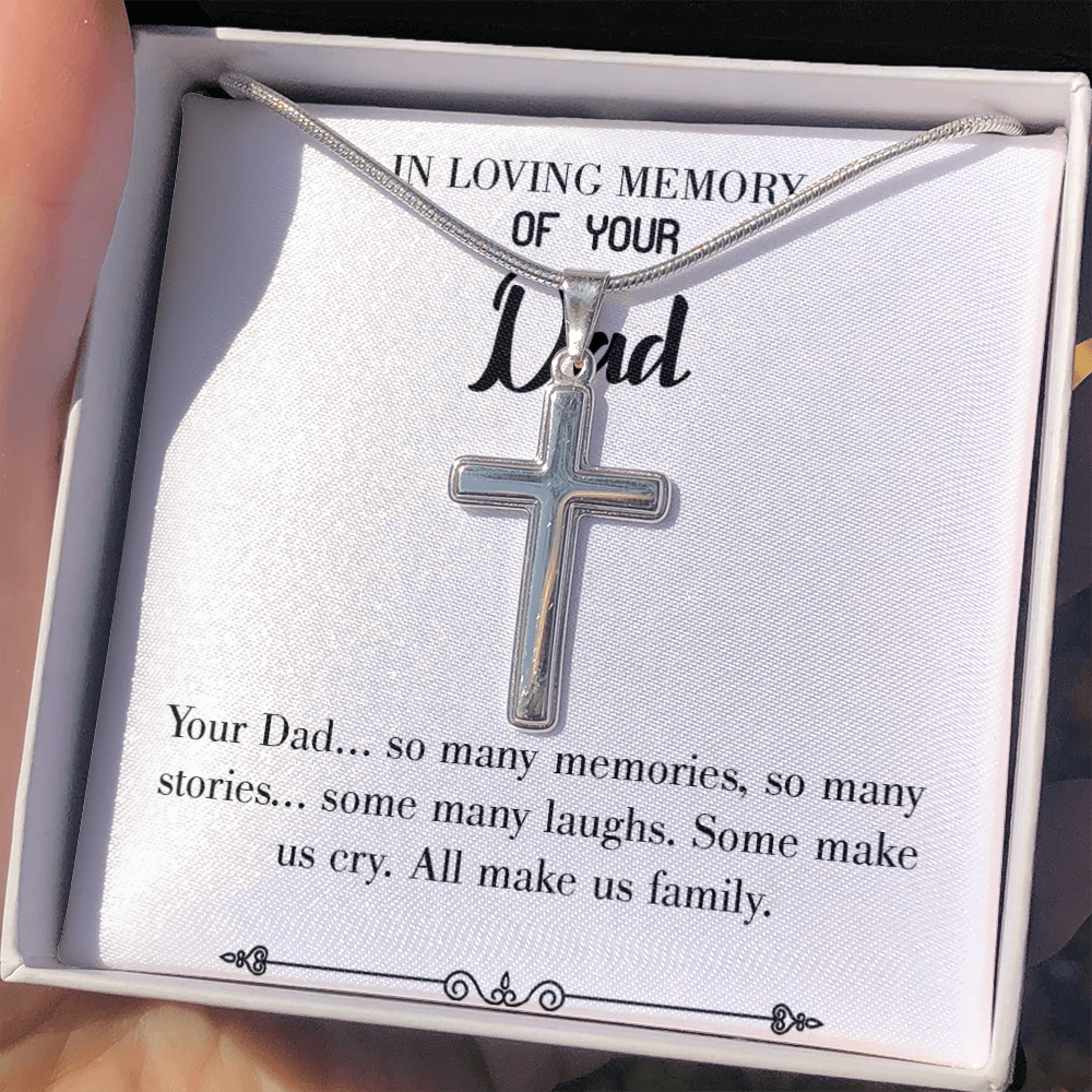 Many Stories Dad Memorial Gift Dad Memorial Cross Necklace Sympathy Gift Loss of Father Condolence Message Card Message Card-Express Your Love Gifts