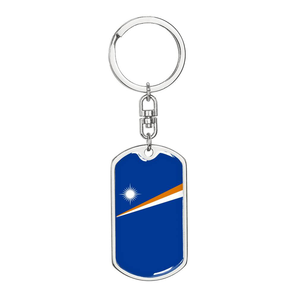 Marshall Islands Flag Keychain Dog Tag Stainless Steel or 18k Gold-Express Your Love Gifts