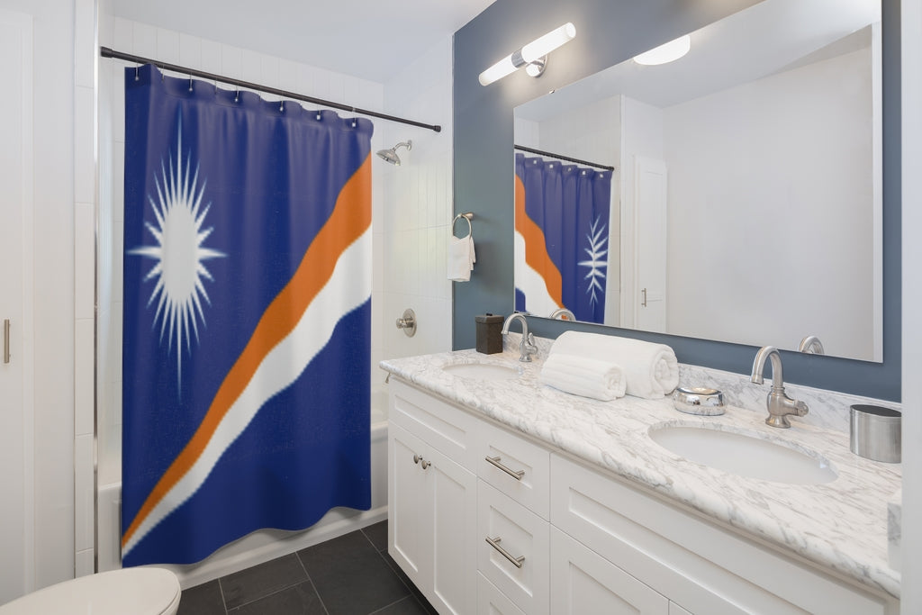 Marshall Islands Flag Stylish Design 71" x 74" Elegant Waterproof Shower Curtain for a Spa-like Bathroom Paradise Exceptional Craftsmanship-Express Your Love Gifts