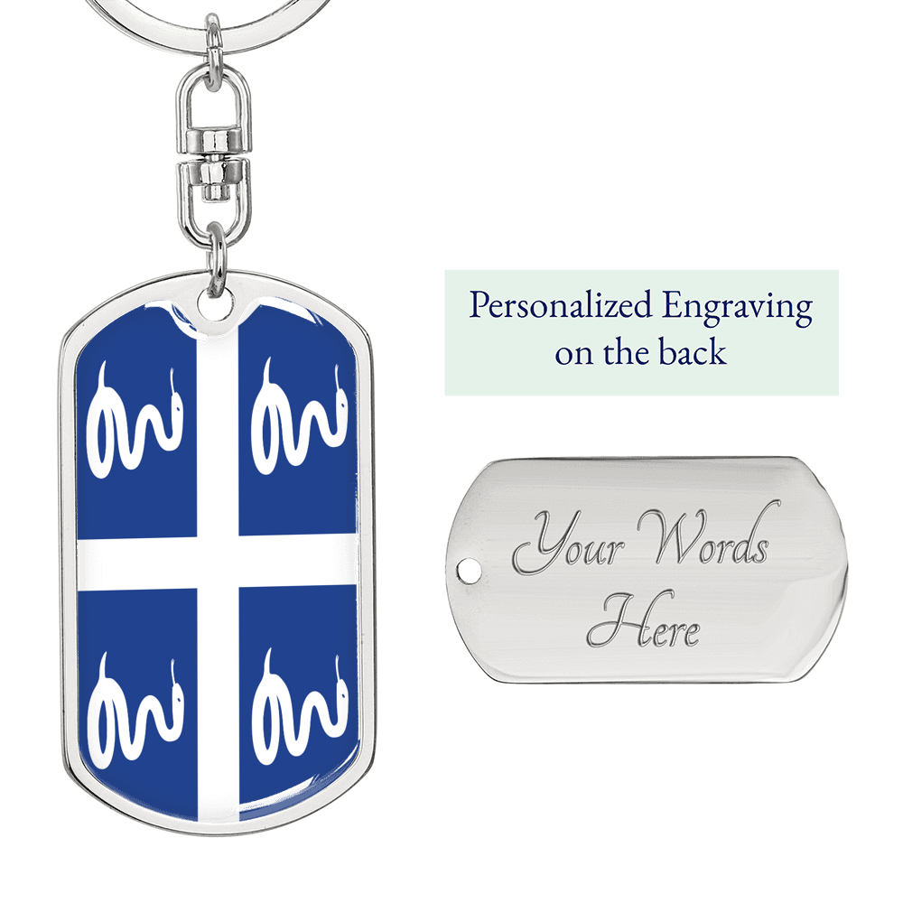 Martinique Flag Swivel Keychain Dog Tag Stainless Steel or 18k Gold-Express Your Love Gifts