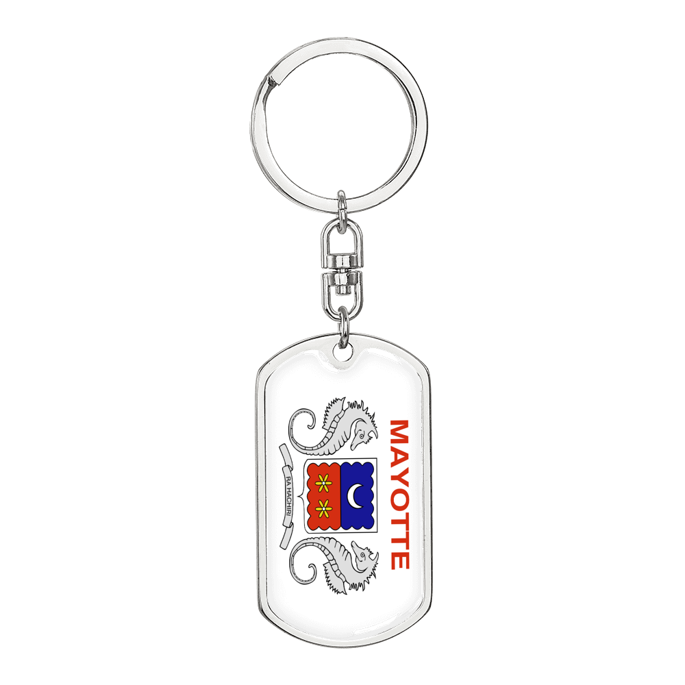 Mayotte Flag Swivel Keychain Dog Tag Stainless Steel or 18k Gold-Express Your Love Gifts