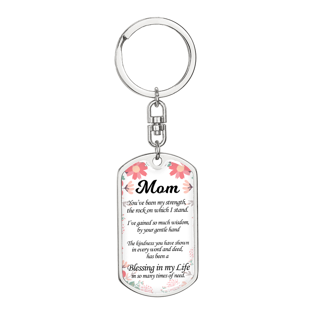 Message To My Mom Swivel Keychain Dog Tag Stainless Steel or 18k Gold-Express Your Love Gifts