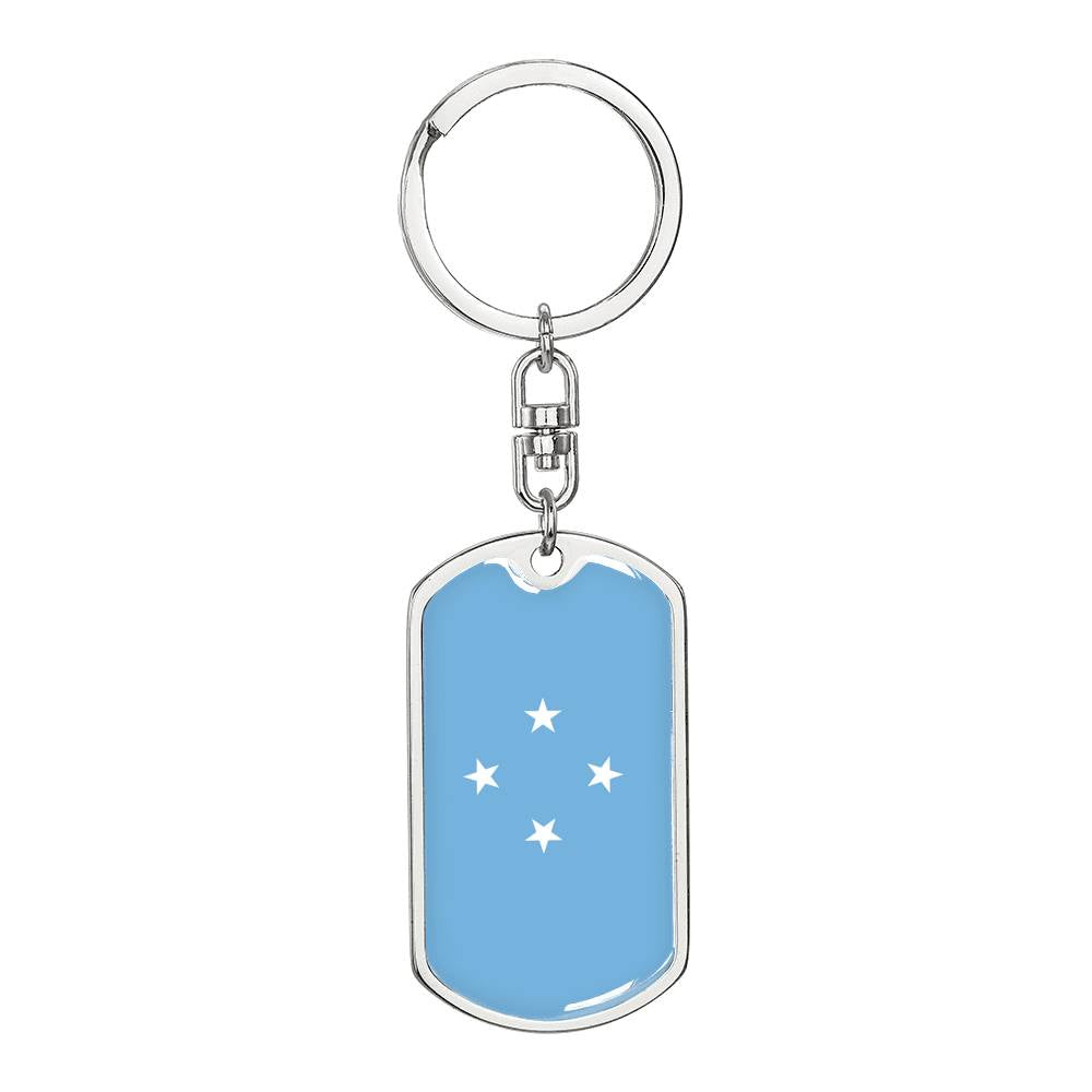 Micronesia Flag Keychain Dog Tag Stainless Steel or 18k Gold-Express Your Love Gifts
