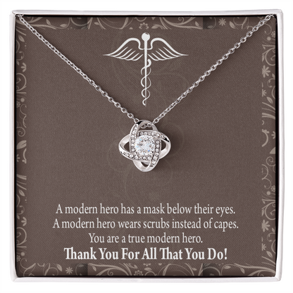 Modern Hero Healthcare Medical Worker Nurse Appreciation Gift Infinity Knot Necklace Message Card-Express Your Love Gifts