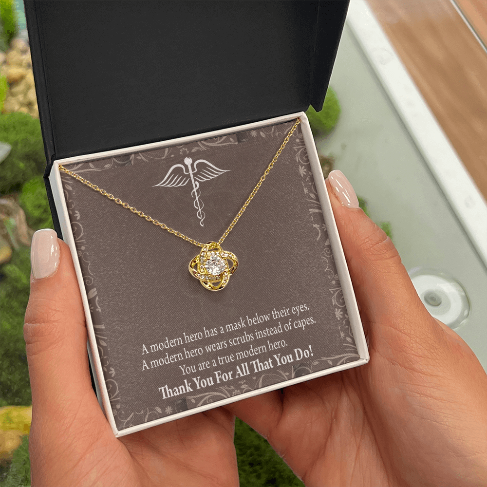 Modern Hero Healthcare Medical Worker Nurse Appreciation Gift Infinity Knot Necklace Message Card-Express Your Love Gifts