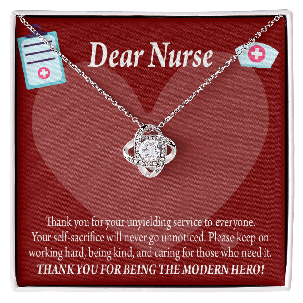Modern Hero Nurse Healthcare Medical Worker Nurse Appreciation Gift Infinity Knot Necklace Message Card-Express Your Love Gifts