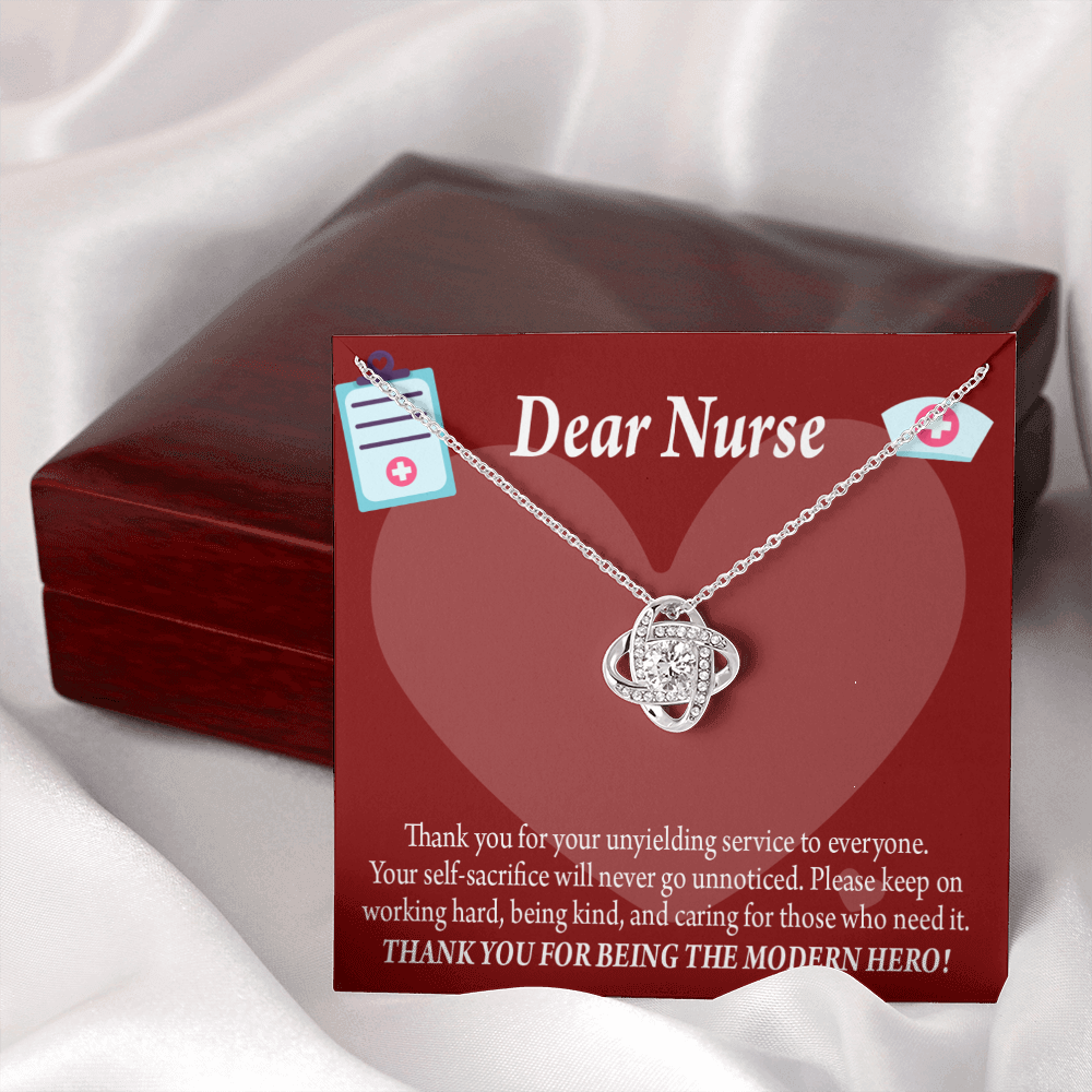 Modern Hero Nurse Healthcare Medical Worker Nurse Appreciation Gift Infinity Knot Necklace Message Card-Express Your Love Gifts