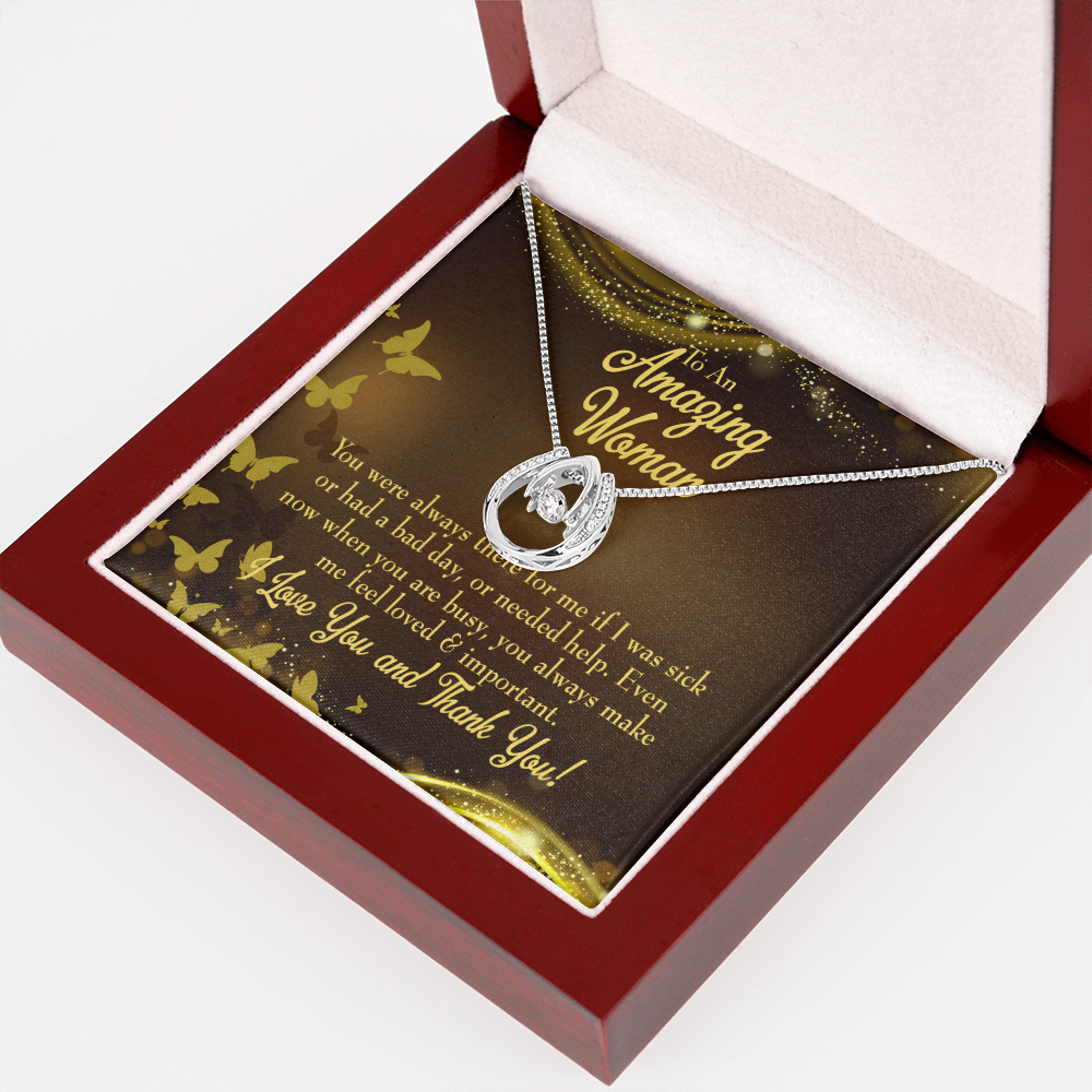 Mom Always There Lucky Horseshoe Necklace Message Card 14k w CZ Crystals-Express Your Love Gifts