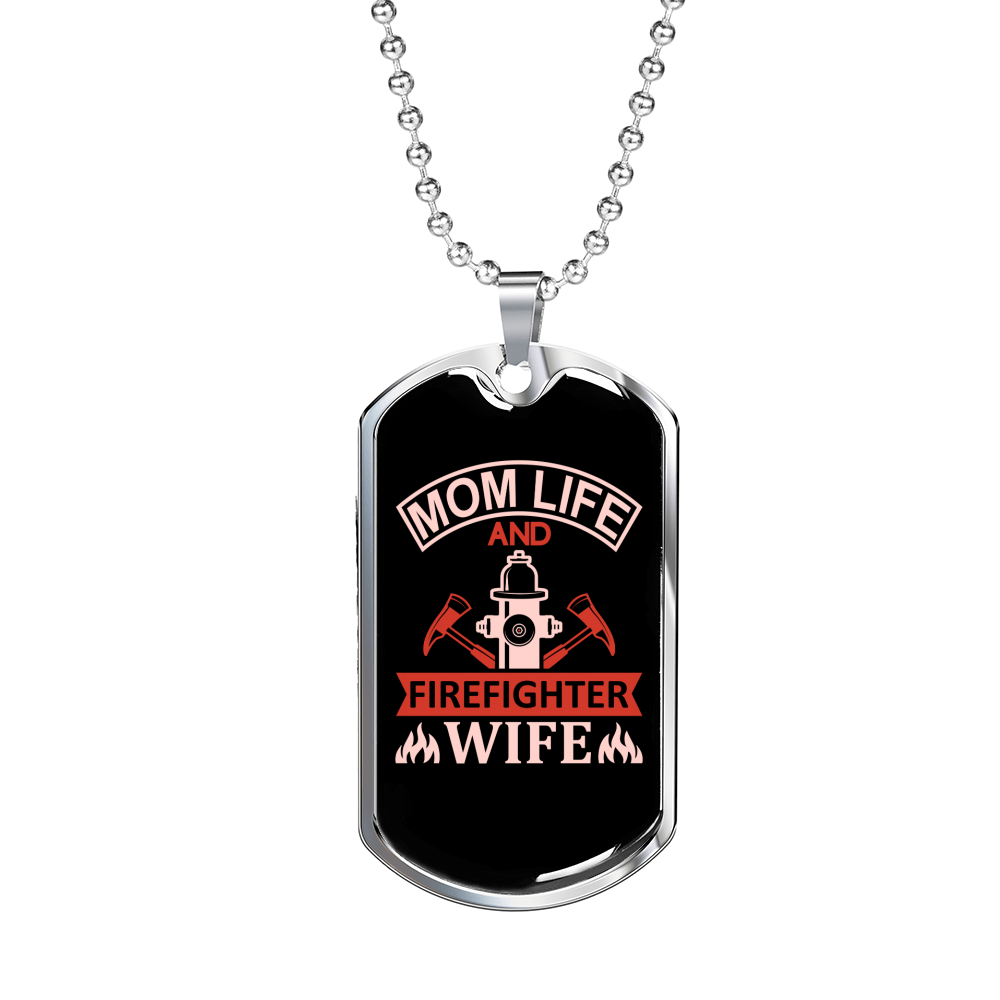 Mom And Firefighter'S Wife Necklace Stainless Steel or 18k Gold Dog Tag 24" Chain-Express Your Love Gifts