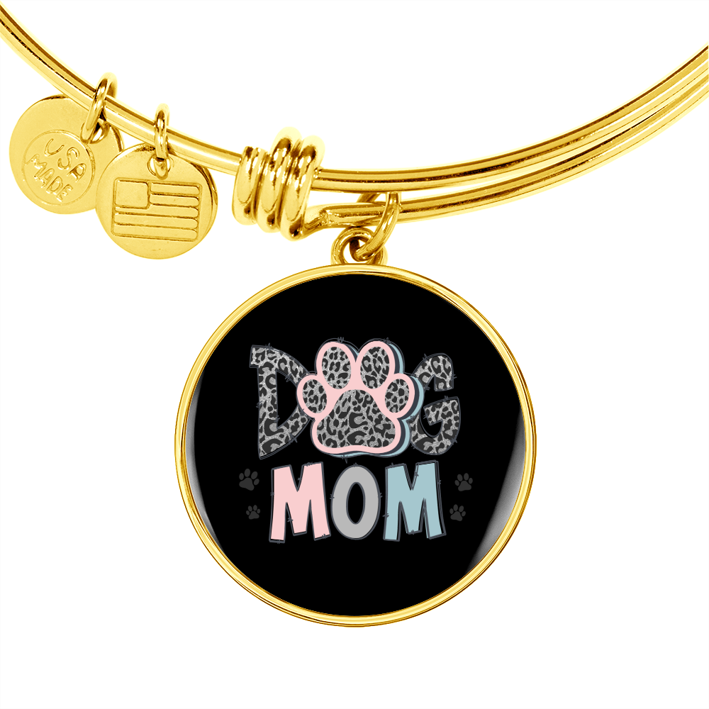 Mom Dog Paw Bracelet Stainless Steel or 18k Gold Circle Bangle-Express Your Love Gifts