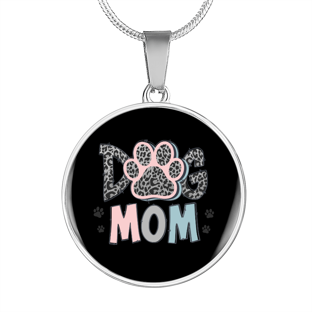 Mom Dog Paw Circle Necklace Stainless Steel or 18k Gold 18-22"-Express Your Love Gifts