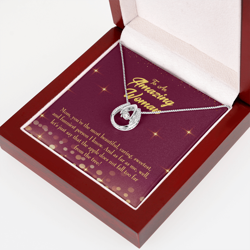 Mom Most Beautiful Lucky Horseshoe Necklace Message Card 14k w CZ Crystals-Express Your Love Gifts