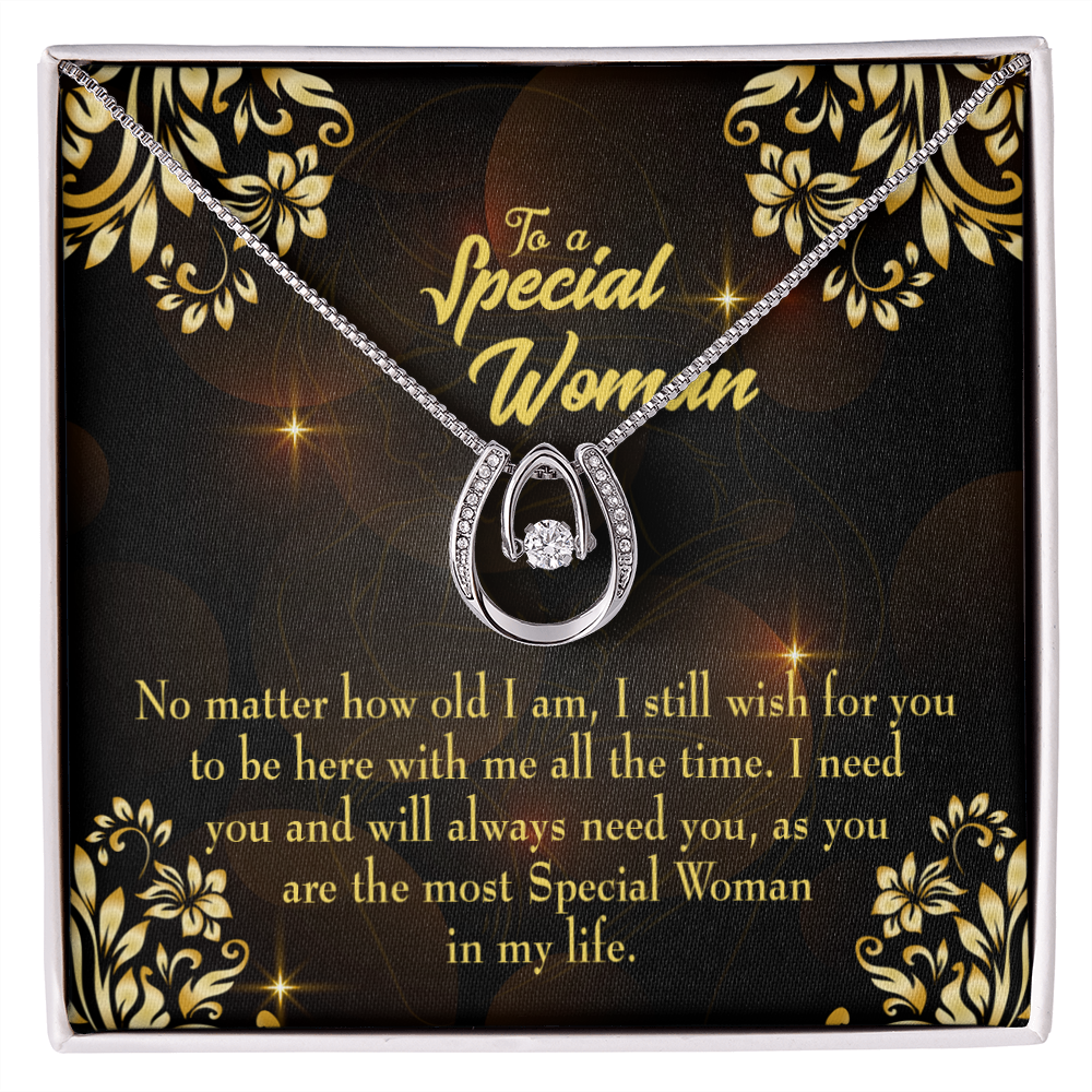 Mom So Special Lucky Horseshoe Necklace Message Card 14k w CZ Crystals-Express Your Love Gifts