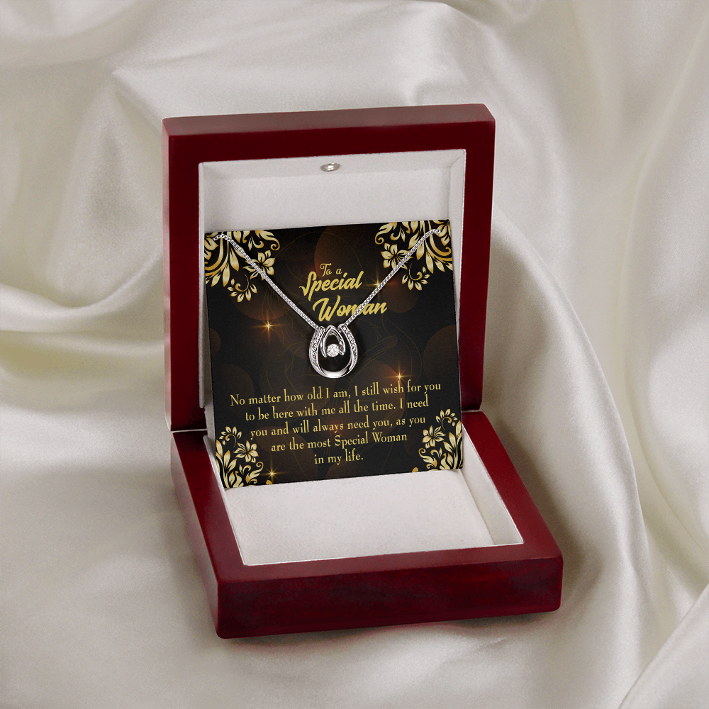 Mom So Special Lucky Horseshoe Necklace Message Card 14k w CZ Crystals-Express Your Love Gifts