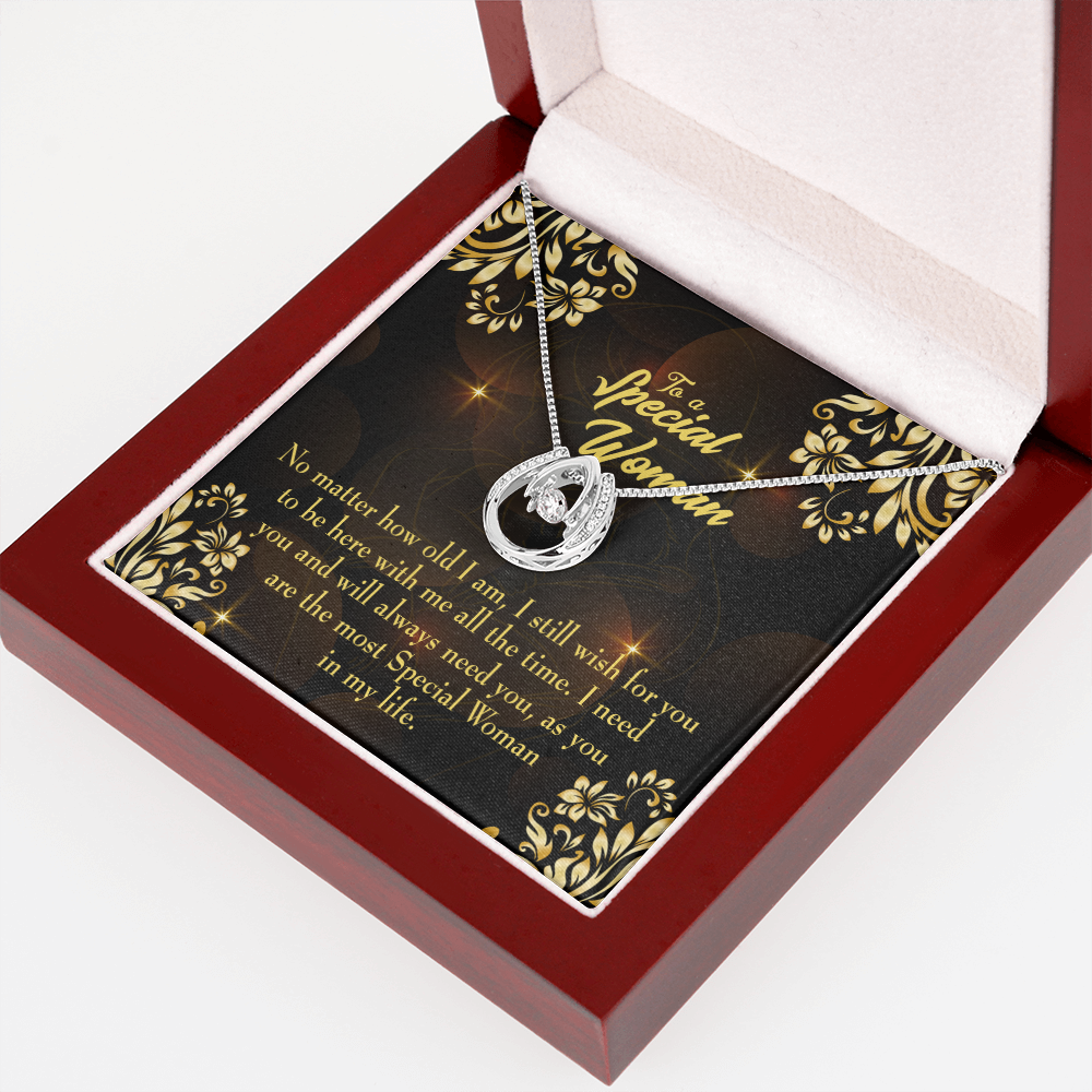 Mom So Special Lucky Horseshoe Necklace Message Card 14k w CZ Crystals-Express Your Love Gifts